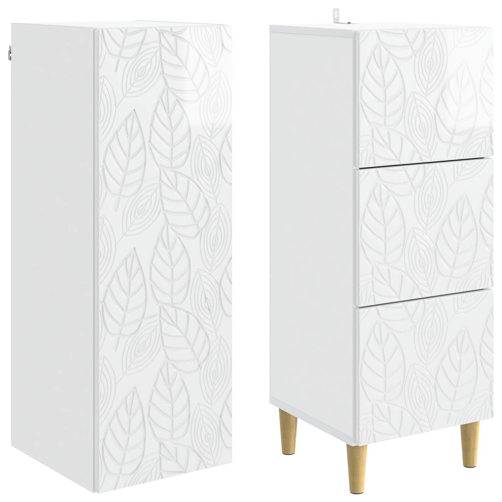 Spintelė 2 pcs Itin blizgi balta 33 x 34,5 x 90 cm