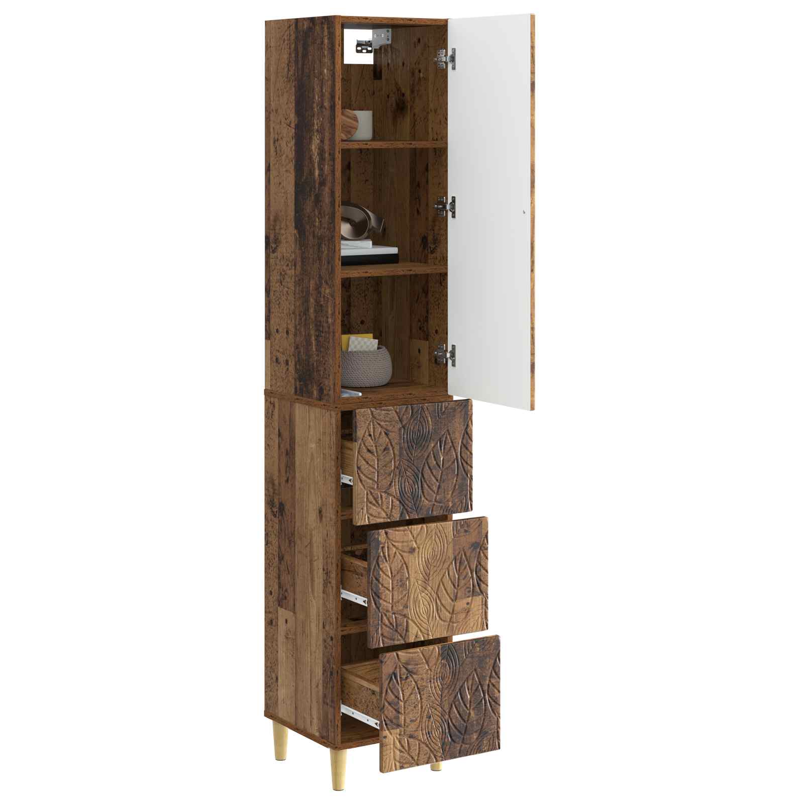 Spintelė 2 pcs Sendintos medienos 33 x 34,5 x 90 cm