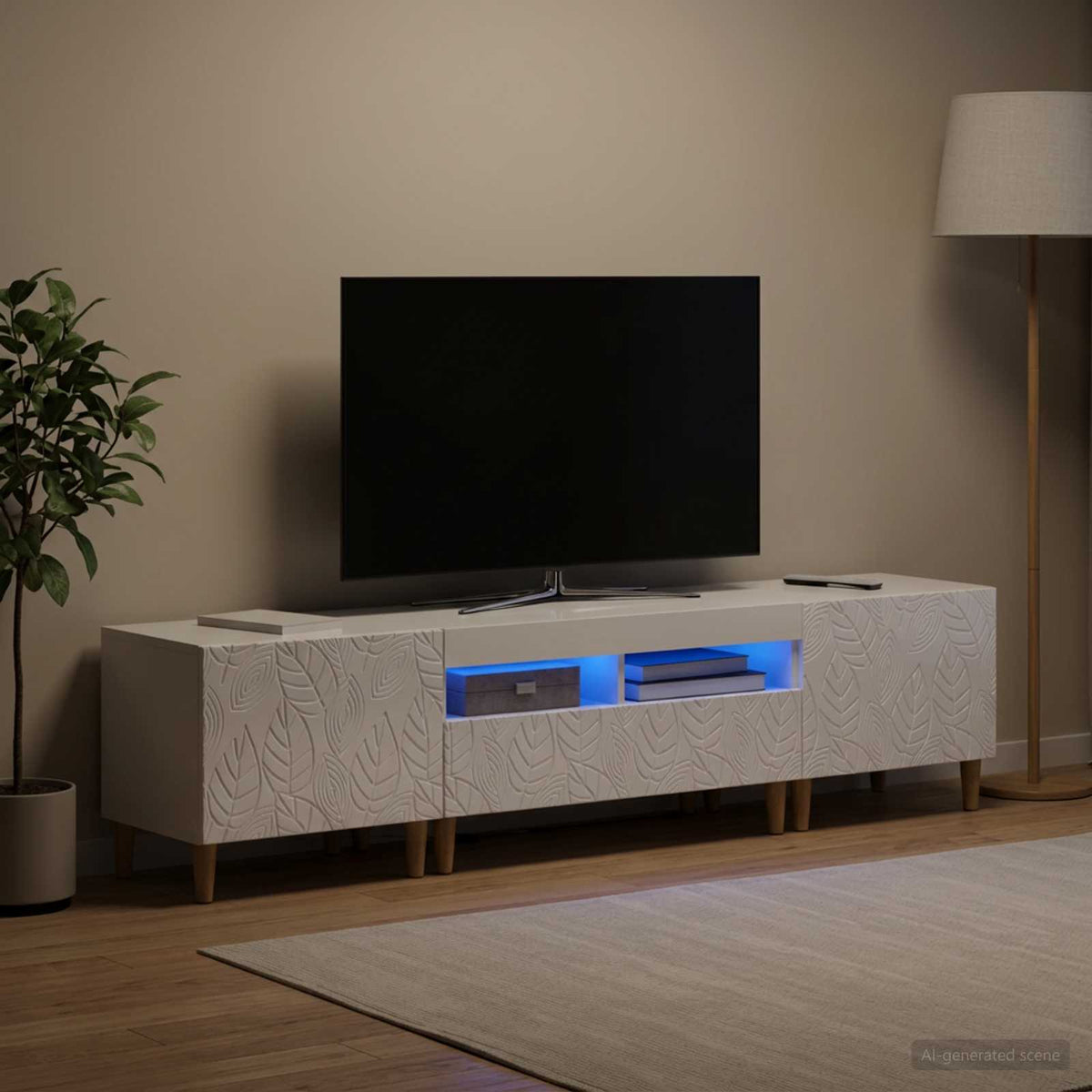 5 dalių LED televizoriaus stovas Itin blizgi balta