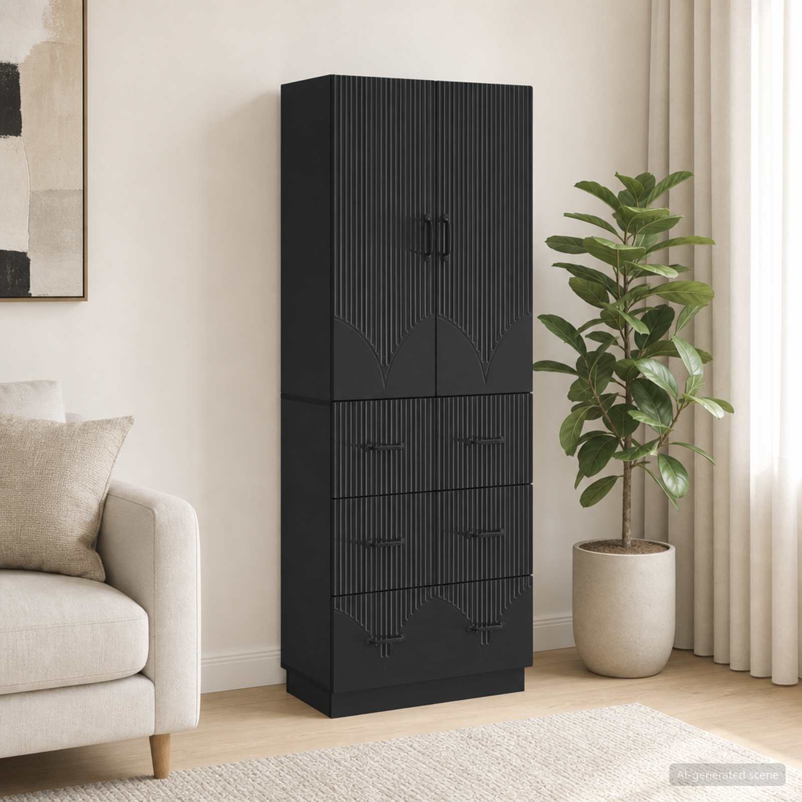 Spintelė 2 pcs Juoda 66 x 34,5 x 87 cm Apdirbta mediena