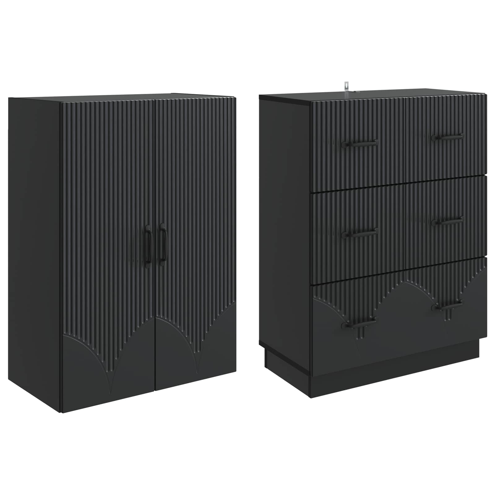 Spintelė 2 pcs Juoda 66 x 34,5 x 87 cm Apdirbta mediena