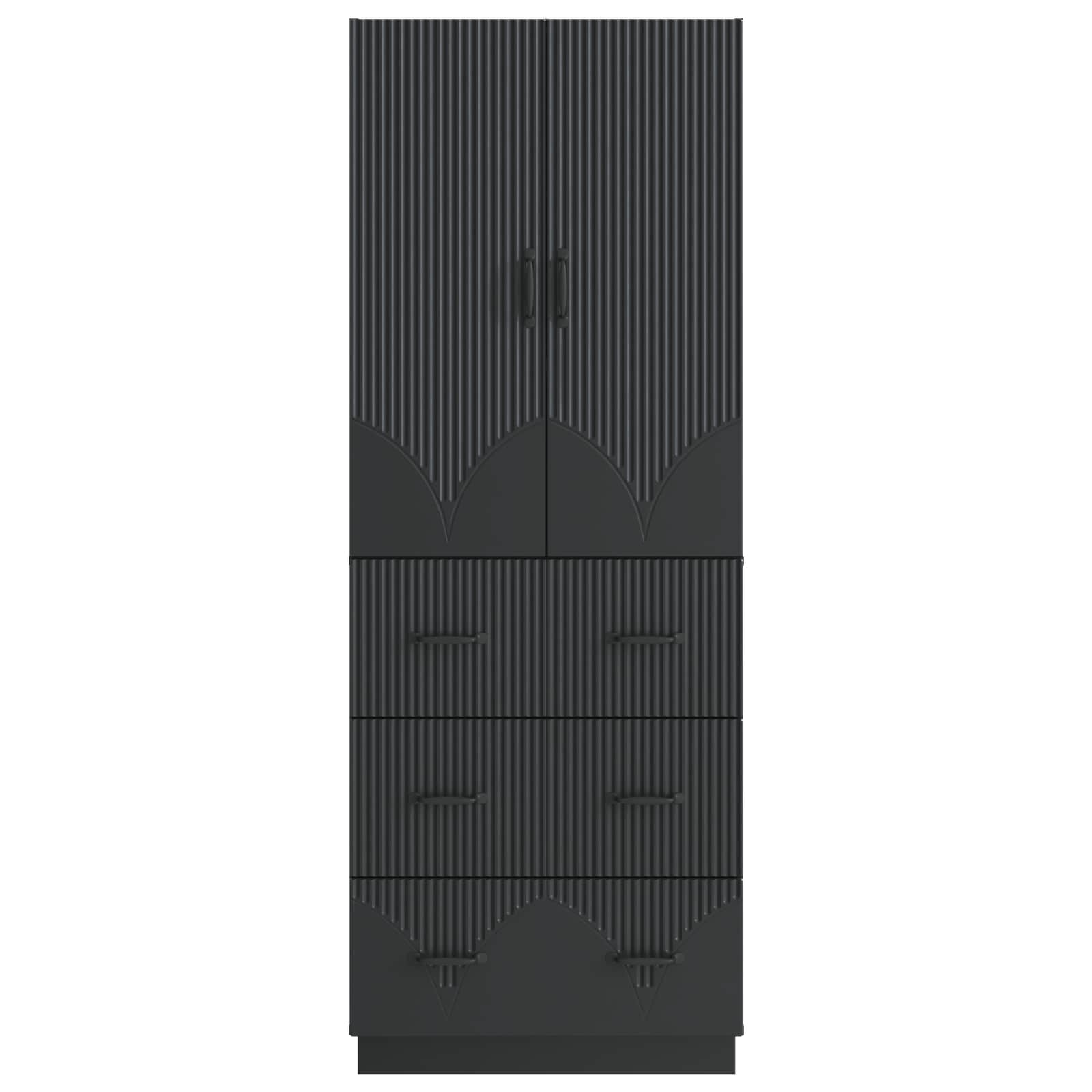 Spintelė 2 pcs Juoda 66 x 34,5 x 87 cm Apdirbta mediena