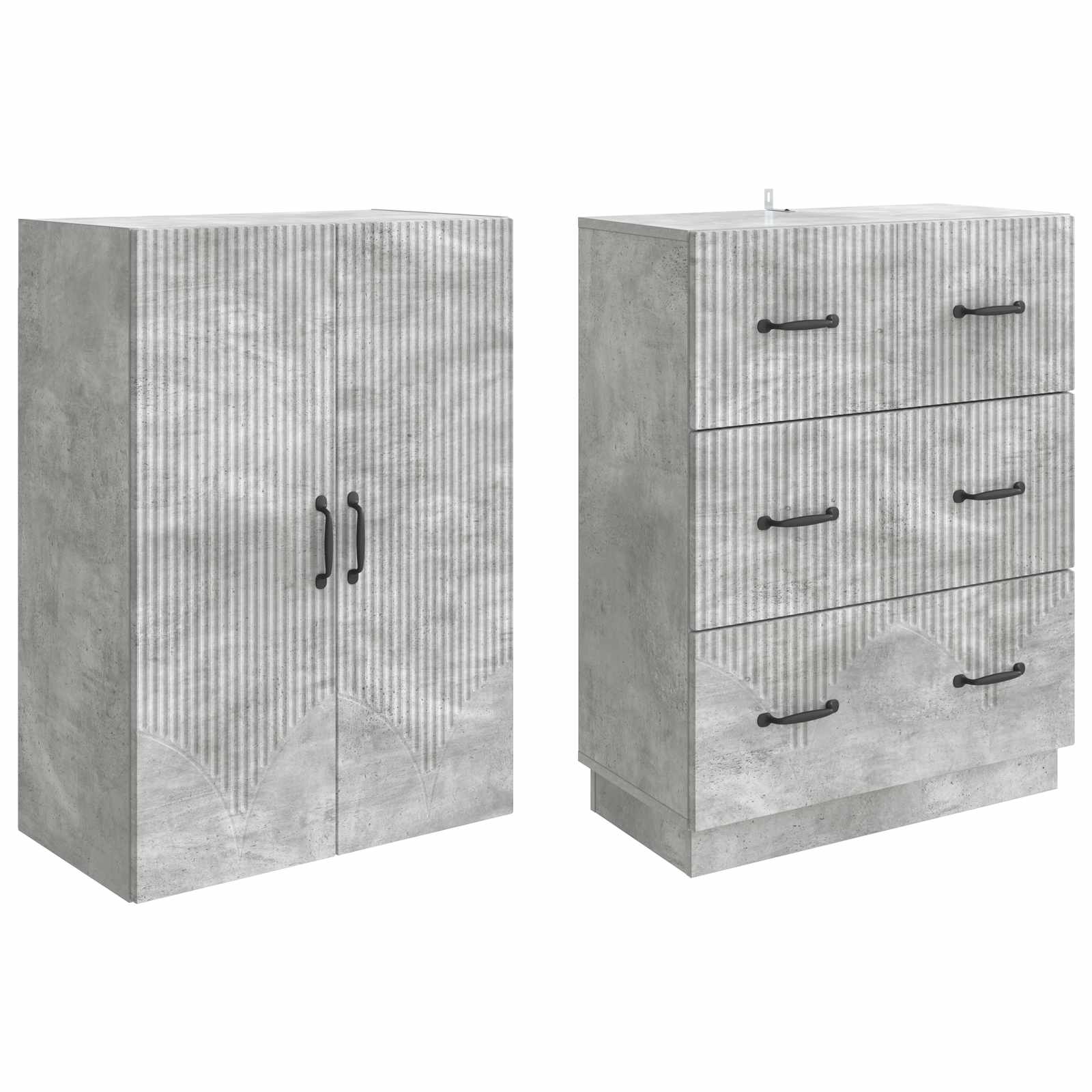 Spintelė 2 pcs Betono pilka 66 x 34,5 x 87 cm Apdirbta mediena