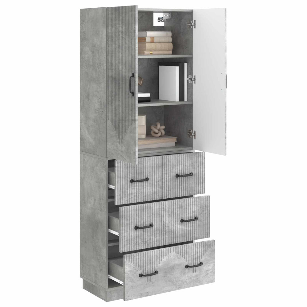 Spintelė 2 pcs Betono pilka 66 x 34,5 x 87 cm Apdirbta mediena