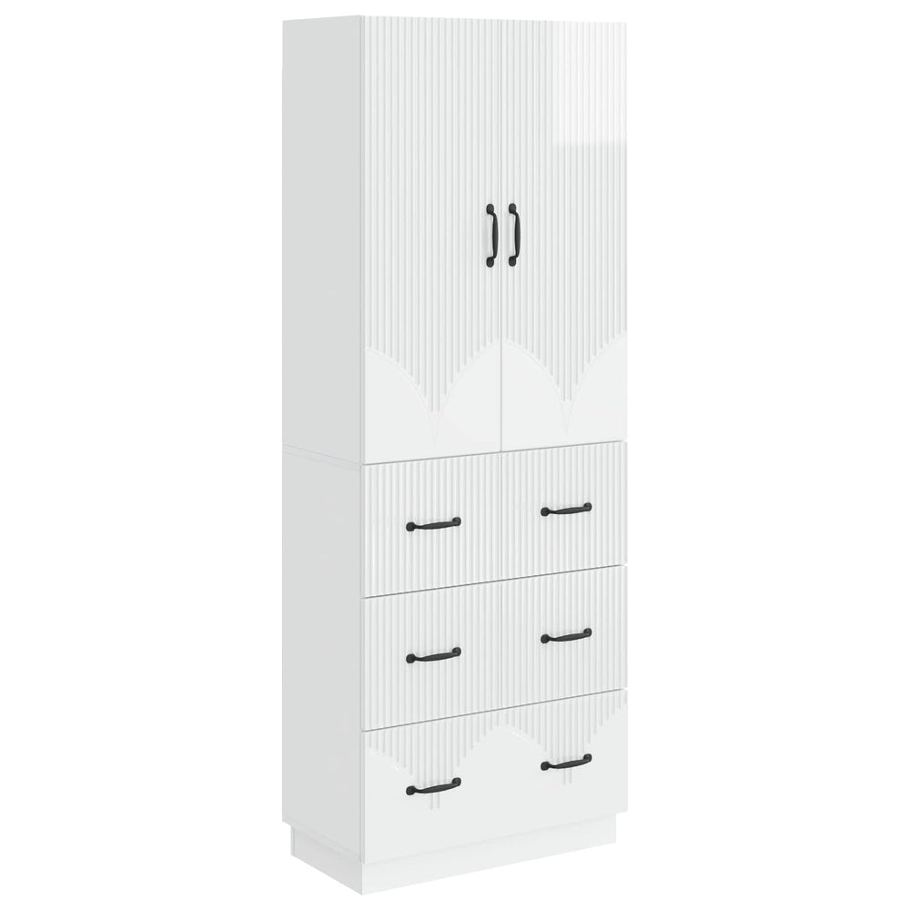 Spintelė 2 pcs Itin blizgi balta 66 x 34,5 x 87 cm