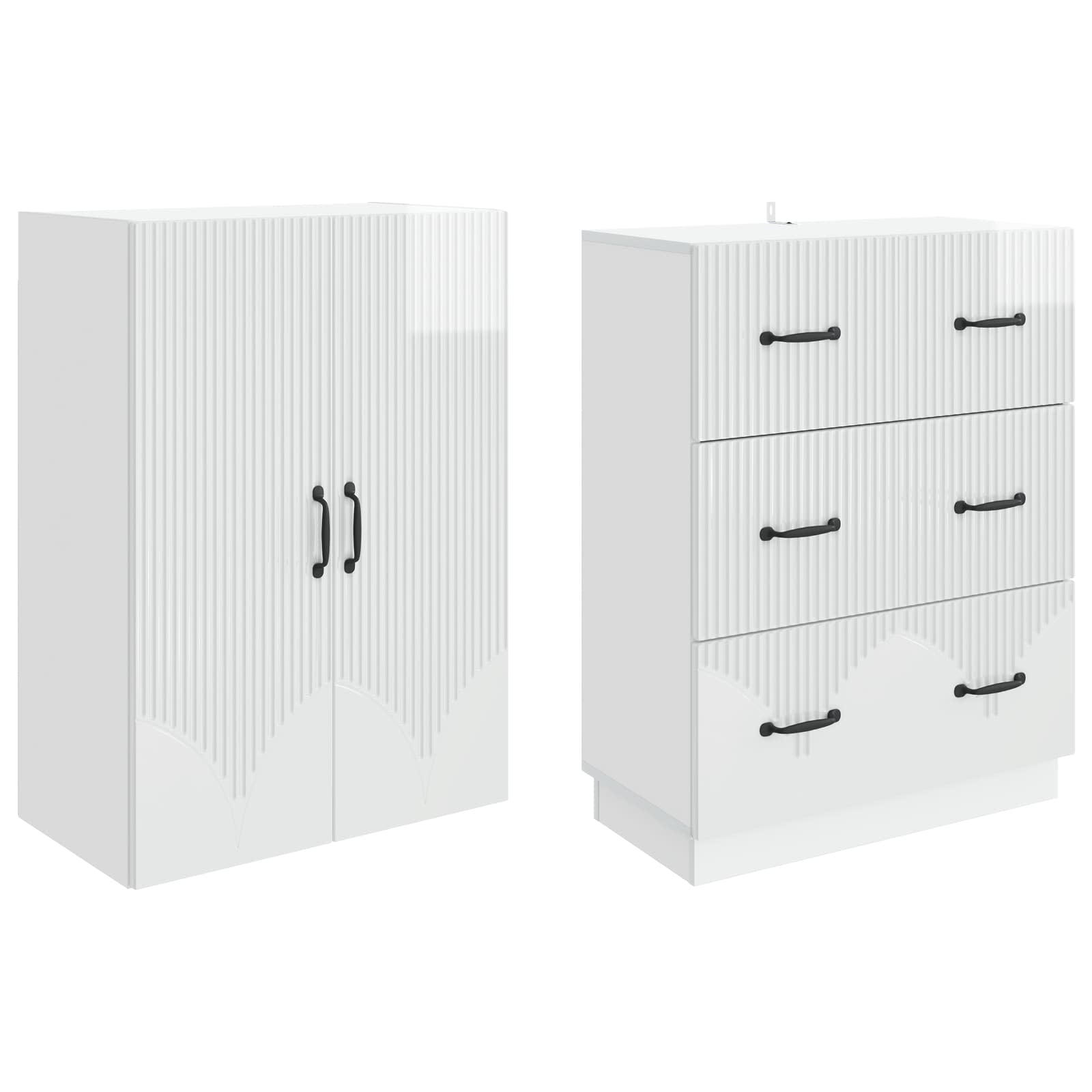 Spintelė 2 pcs Itin blizgi balta 66 x 34,5 x 87 cm