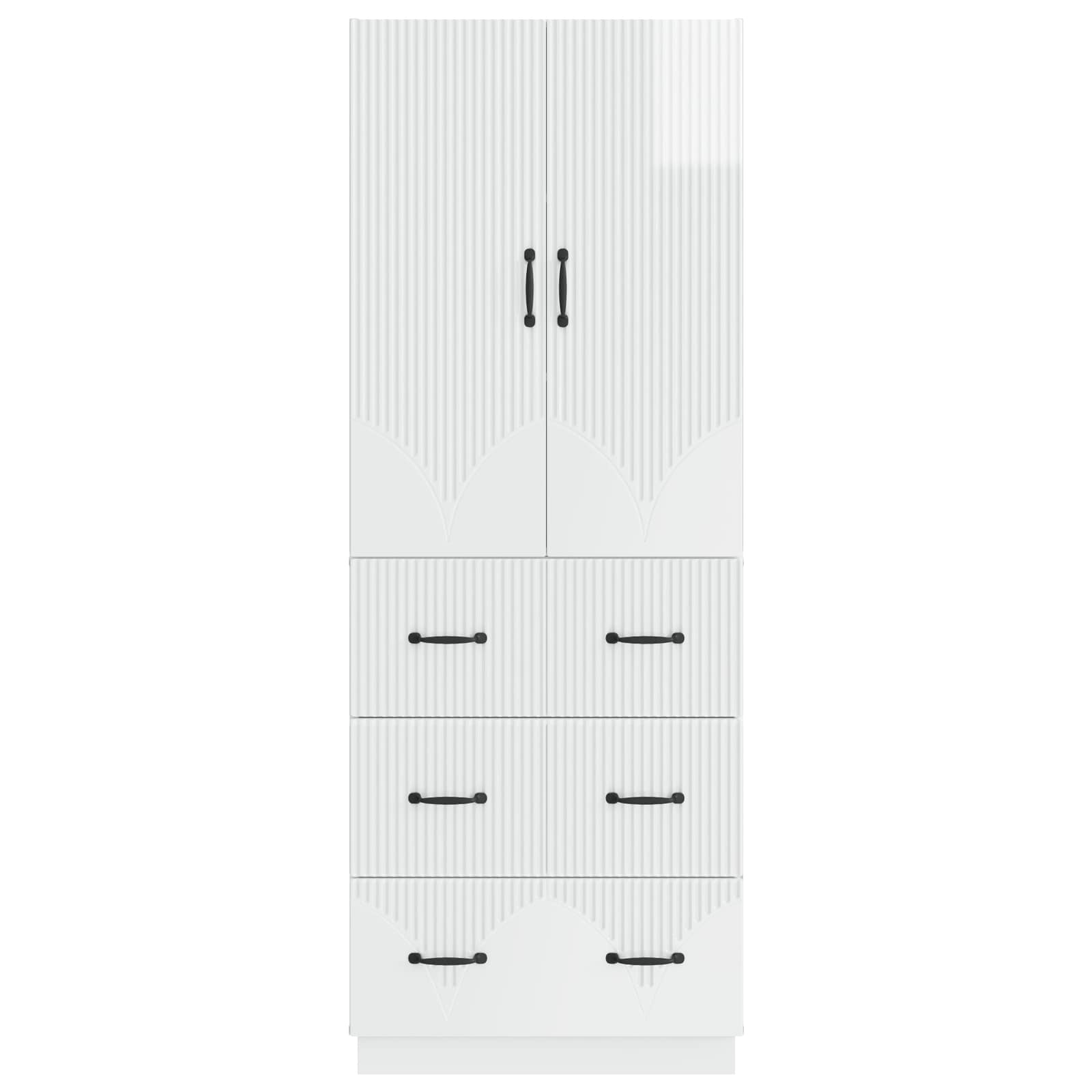 Spintelė 2 pcs Itin blizgi balta 66 x 34,5 x 87 cm