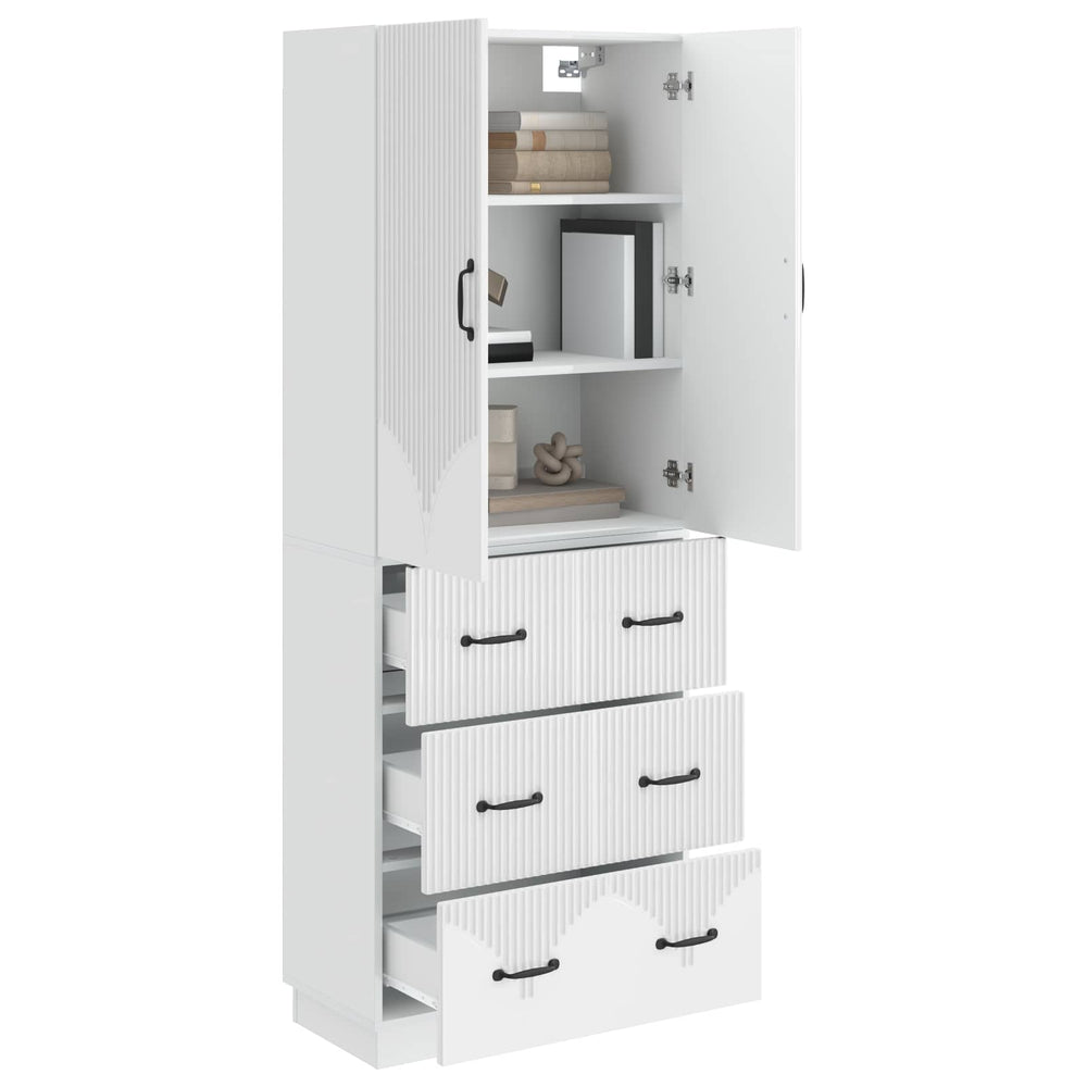 Spintelė 2 pcs Itin blizgi balta 66 x 34,5 x 87 cm