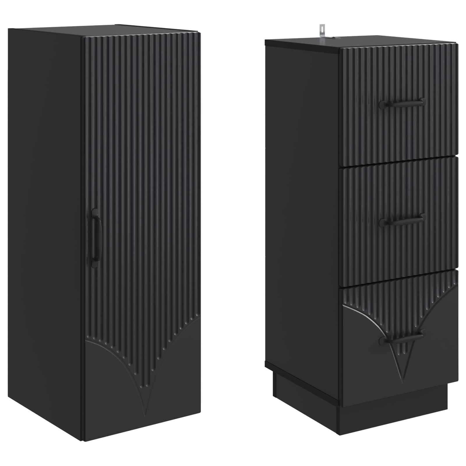 Spintelė 2 pcs Juoda 33 x 34,5 x 87 cm Apdirbta mediena