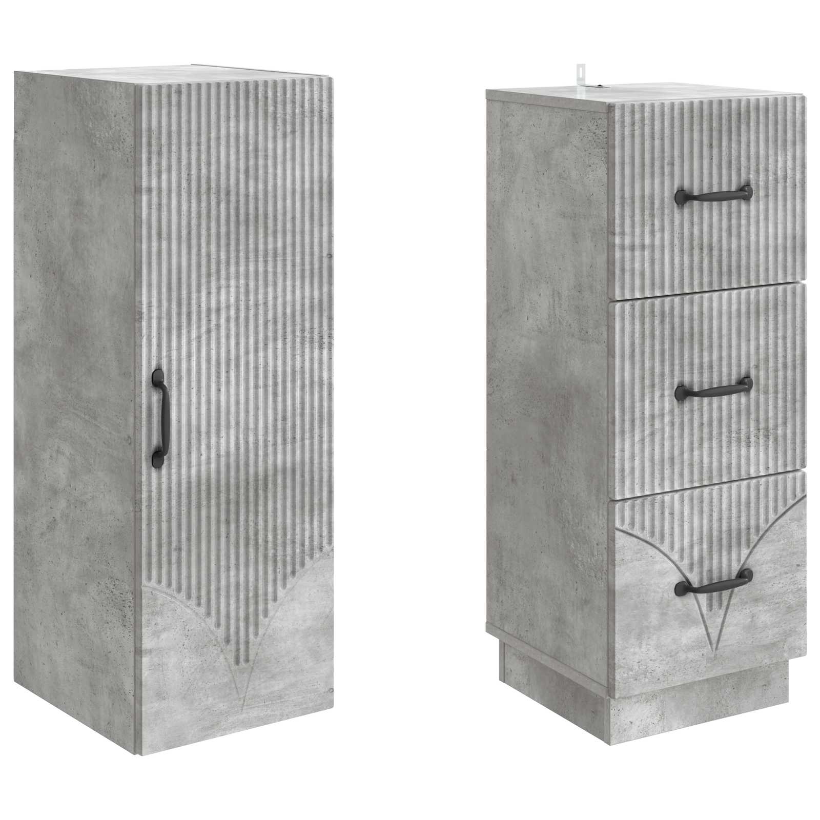 Spintelė 2 pcs Betono pilka 33 x 34,5 x 87 cm Apdirbta mediena