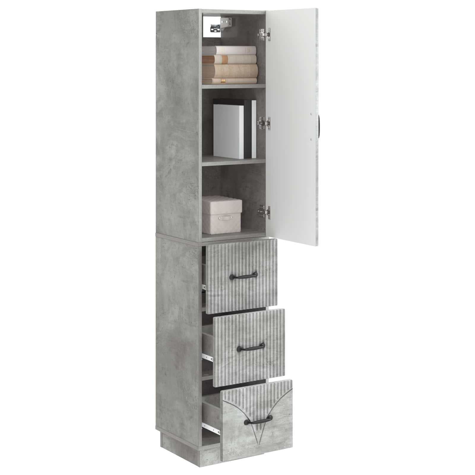 Spintelė 2 pcs Betono pilka 33 x 34,5 x 87 cm Apdirbta mediena