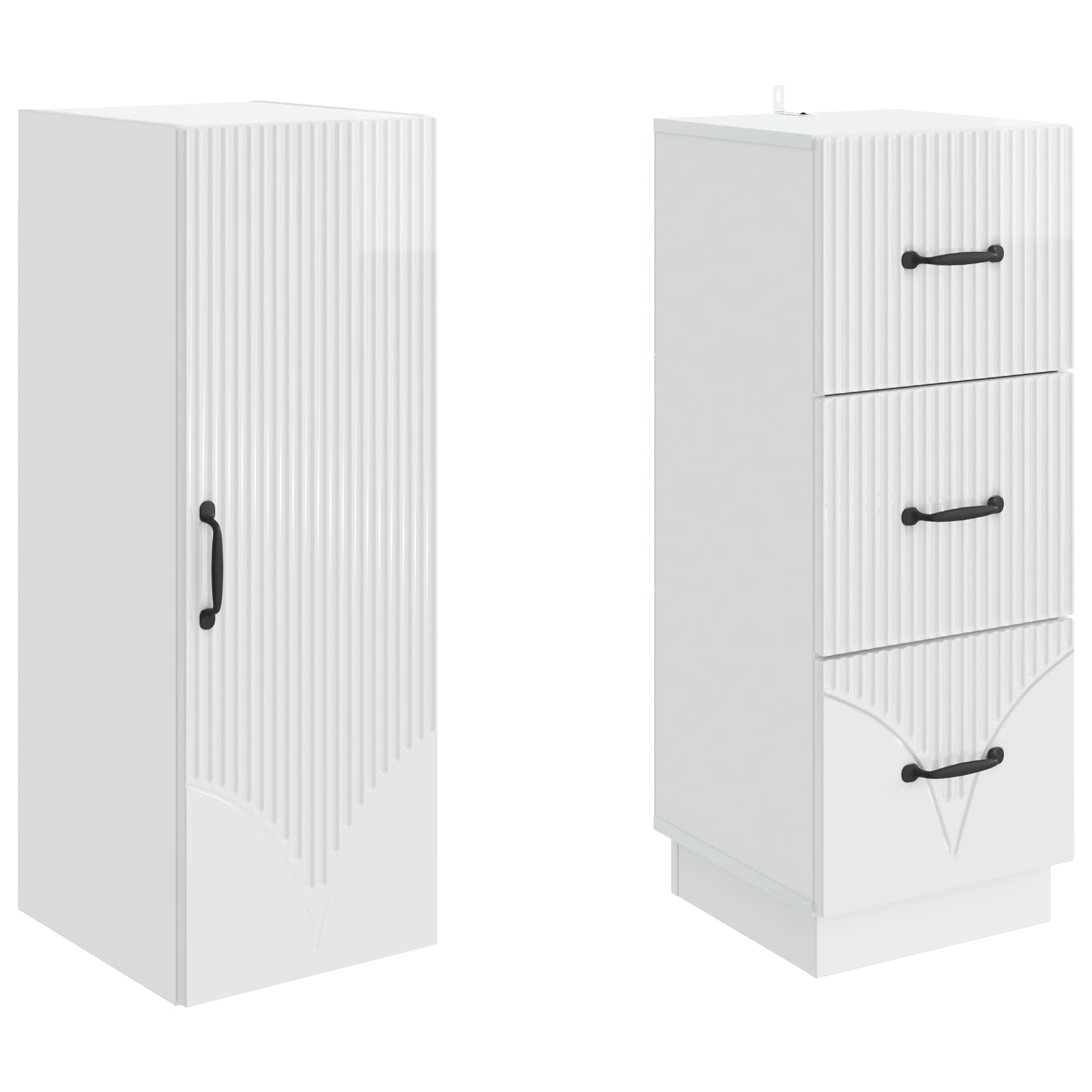 Spintelė 2 pcs Itin blizgi balta 33 x 34,5 x 87 cm