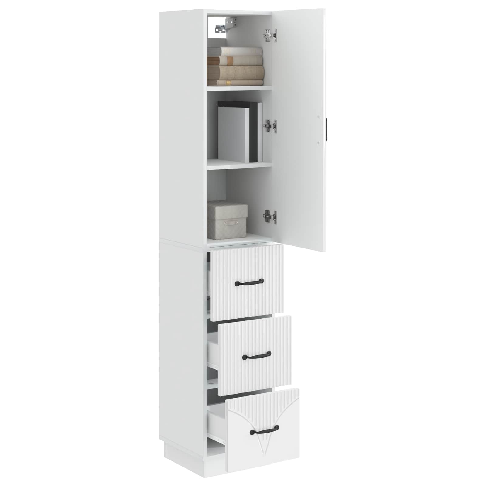 Spintelė 2 pcs Itin blizgi balta 33 x 34,5 x 87 cm