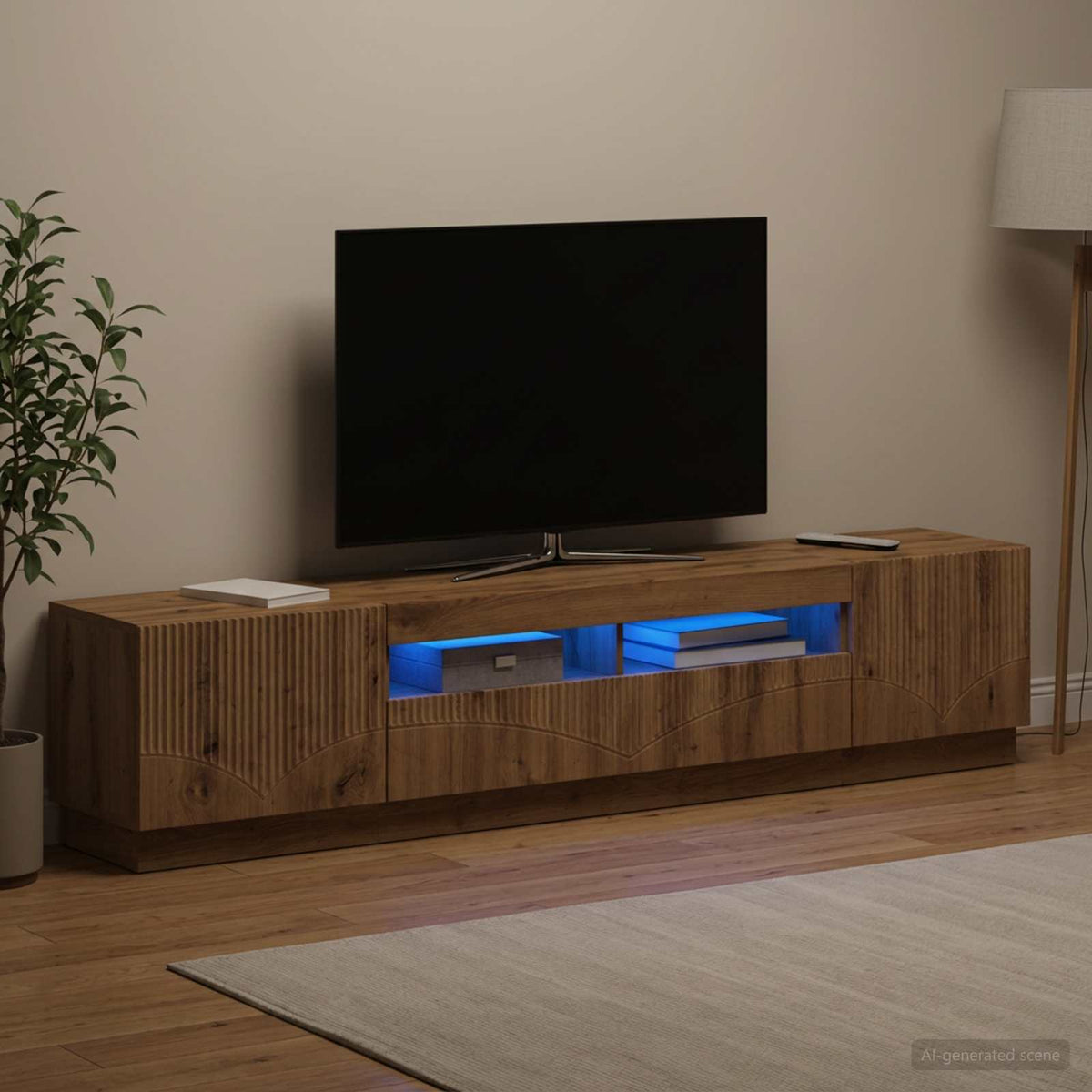 5 dalių LED televizoriaus stovas Artisano ąžuolo