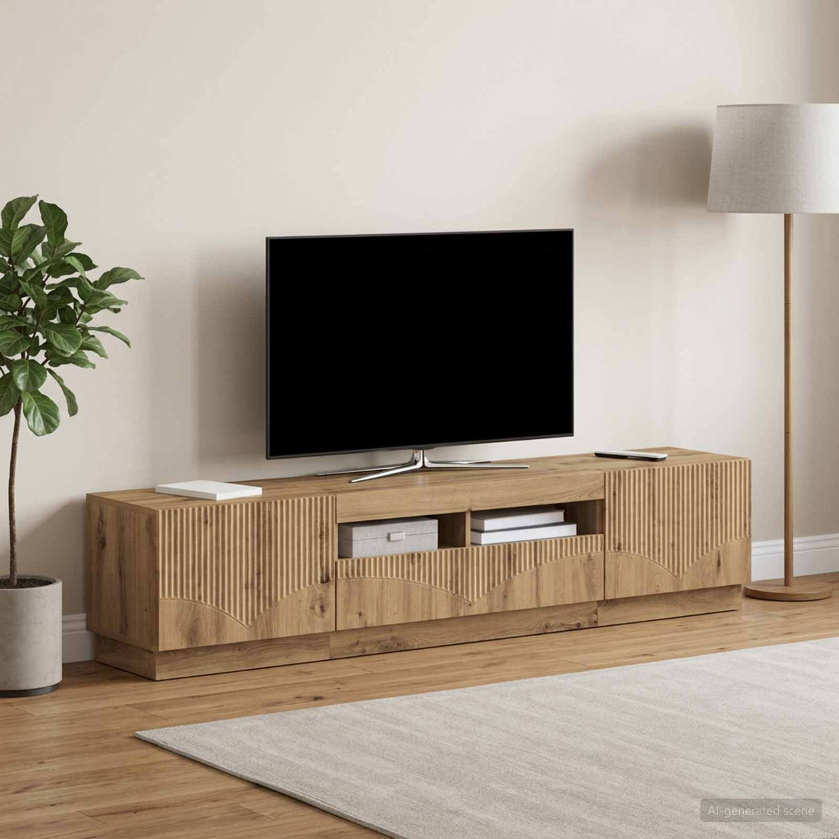 5 dalių LED televizoriaus stovas Artisano ąžuolo
