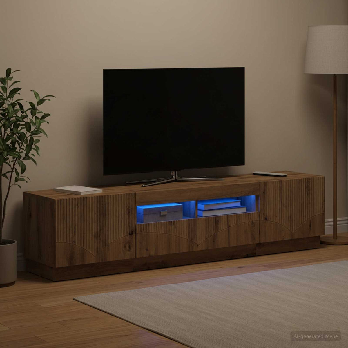 5 dalių LED televizoriaus stovas Artisano ąžuolo