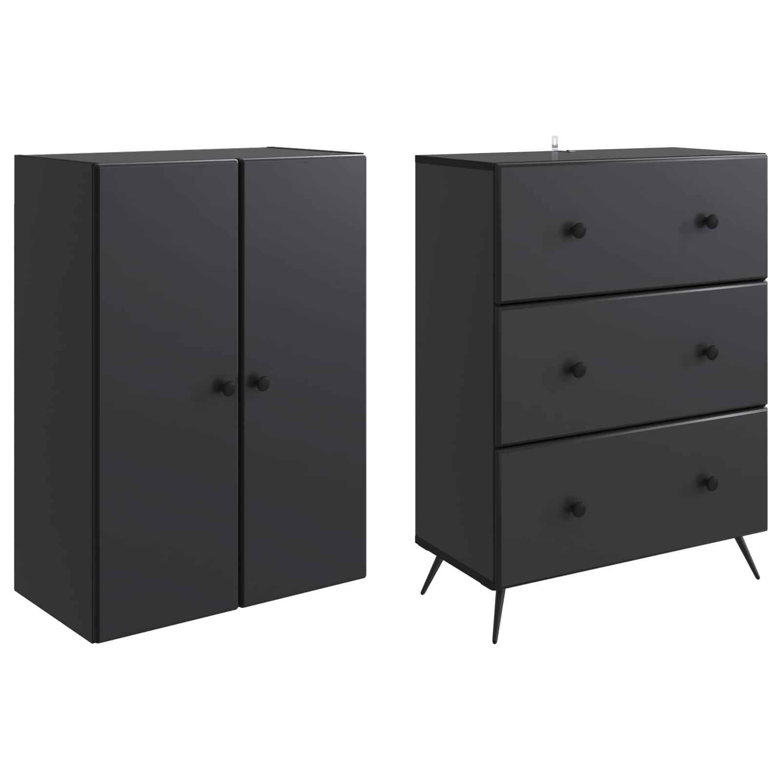 Spintelė 2 pcs Juoda 66 x 34,5 x 90 cm Apdirbta mediena