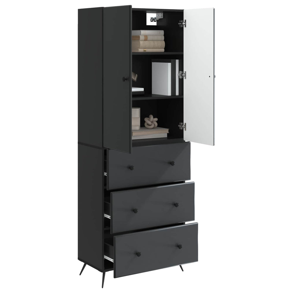 Spintelė 2 pcs Juoda 66 x 34,5 x 90 cm Apdirbta mediena