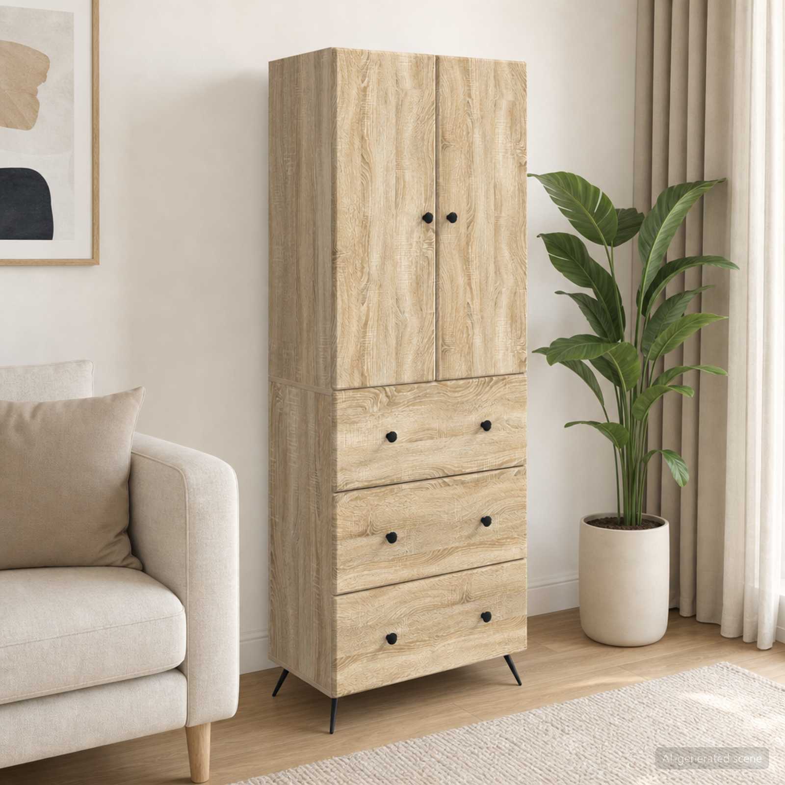Spintelė 2 pcs Sonoma ąžuolas 66 x 34,5 x 90 cm