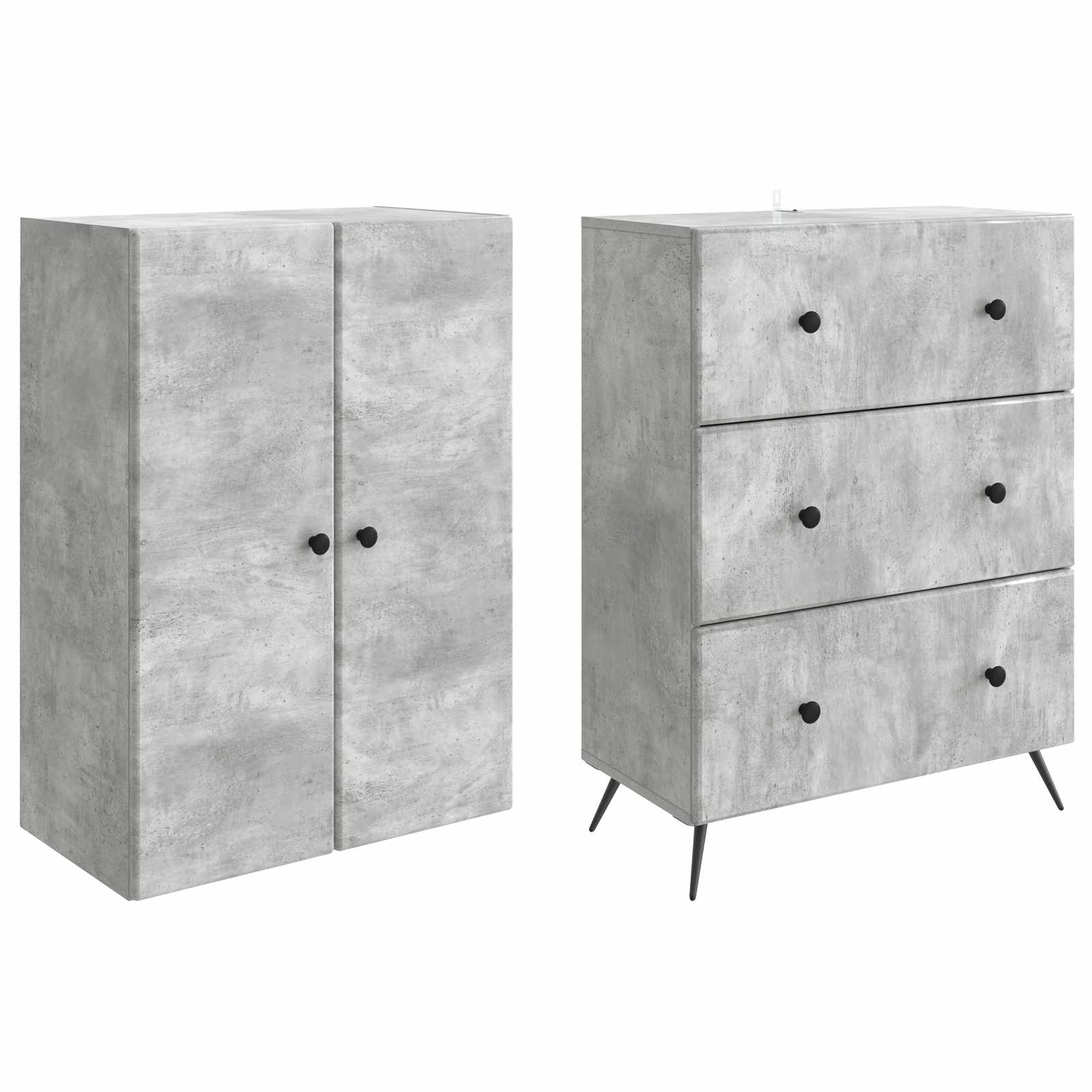 Spintelė 2 pcs Betono pilka 66 x 34,5 x 90 cm Apdirbta mediena
