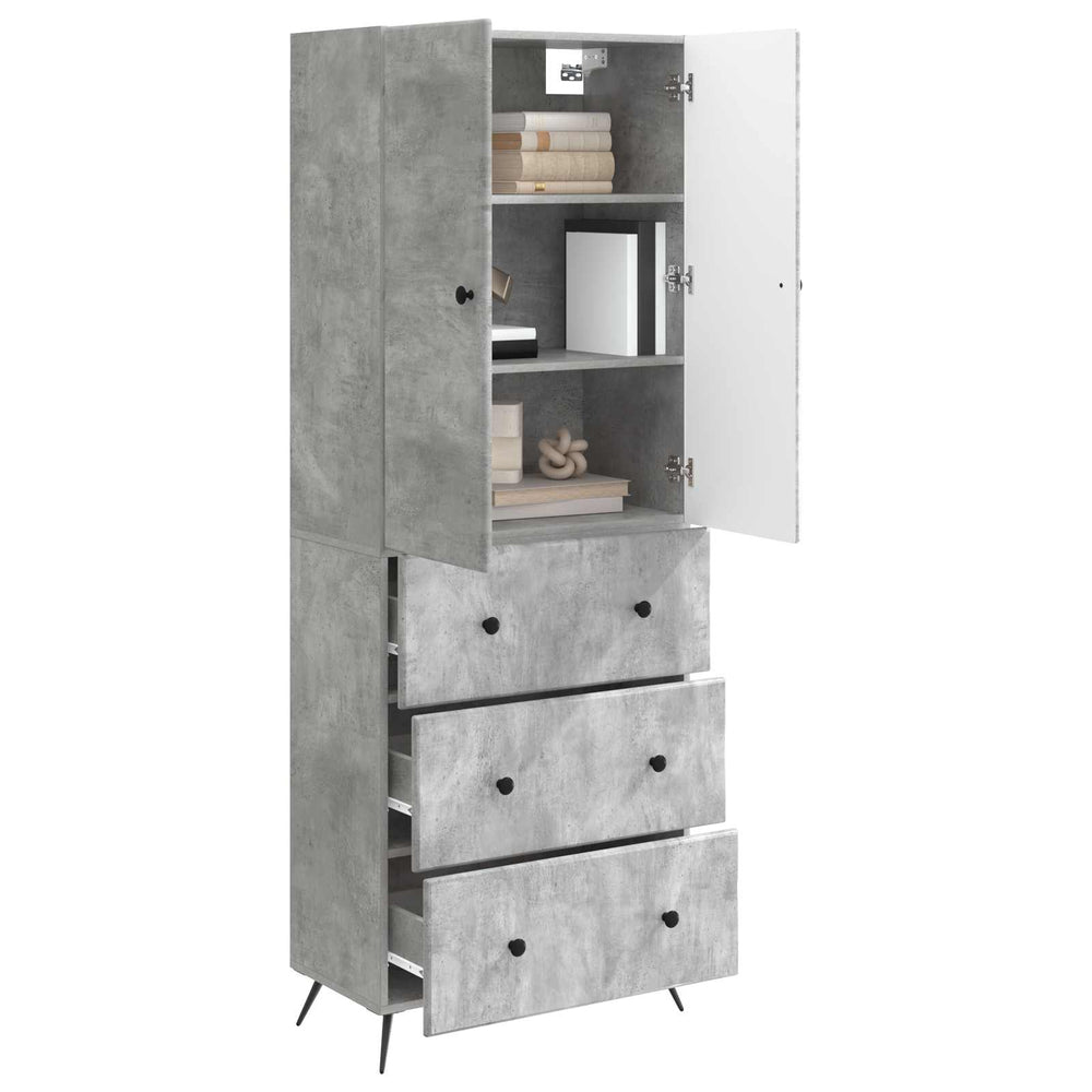 Spintelė 2 pcs Betono pilka 66 x 34,5 x 90 cm Apdirbta mediena