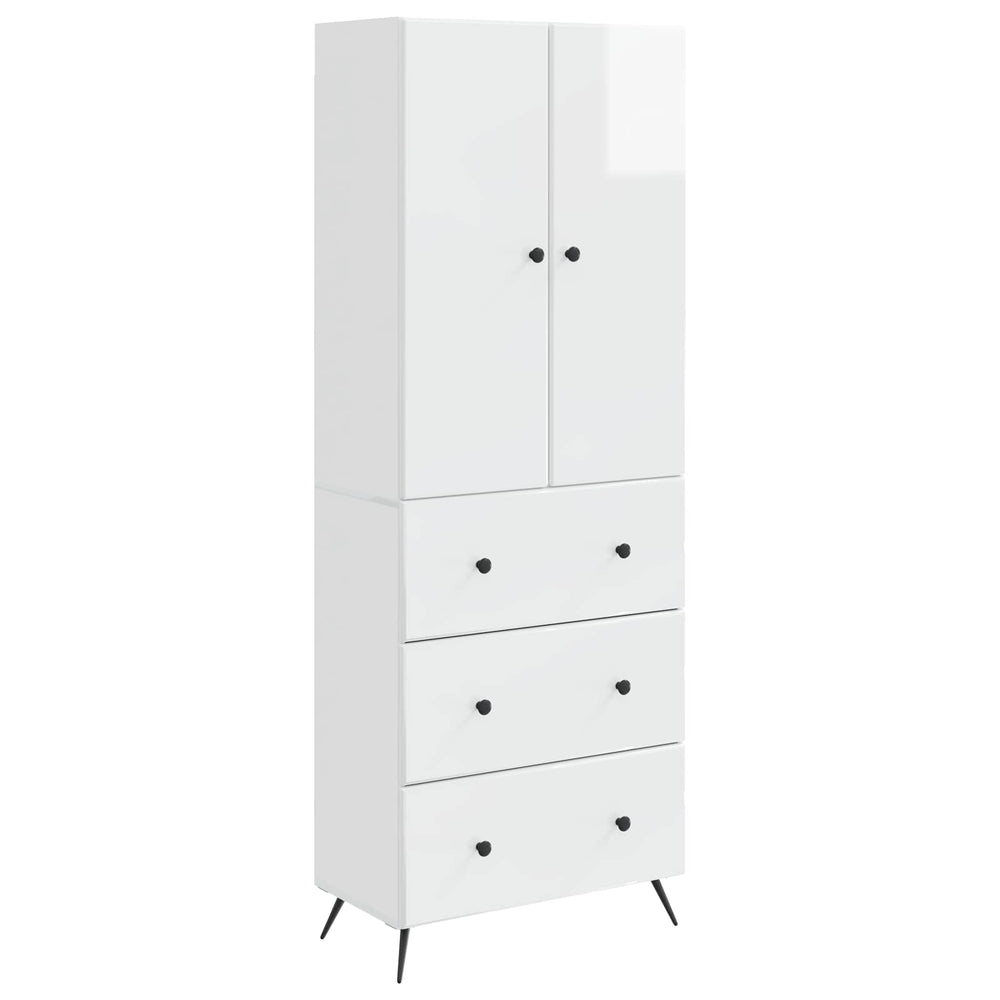 Spintelė 2 pcs Itin blizgi balta 66 x 34,5 x 90 cm