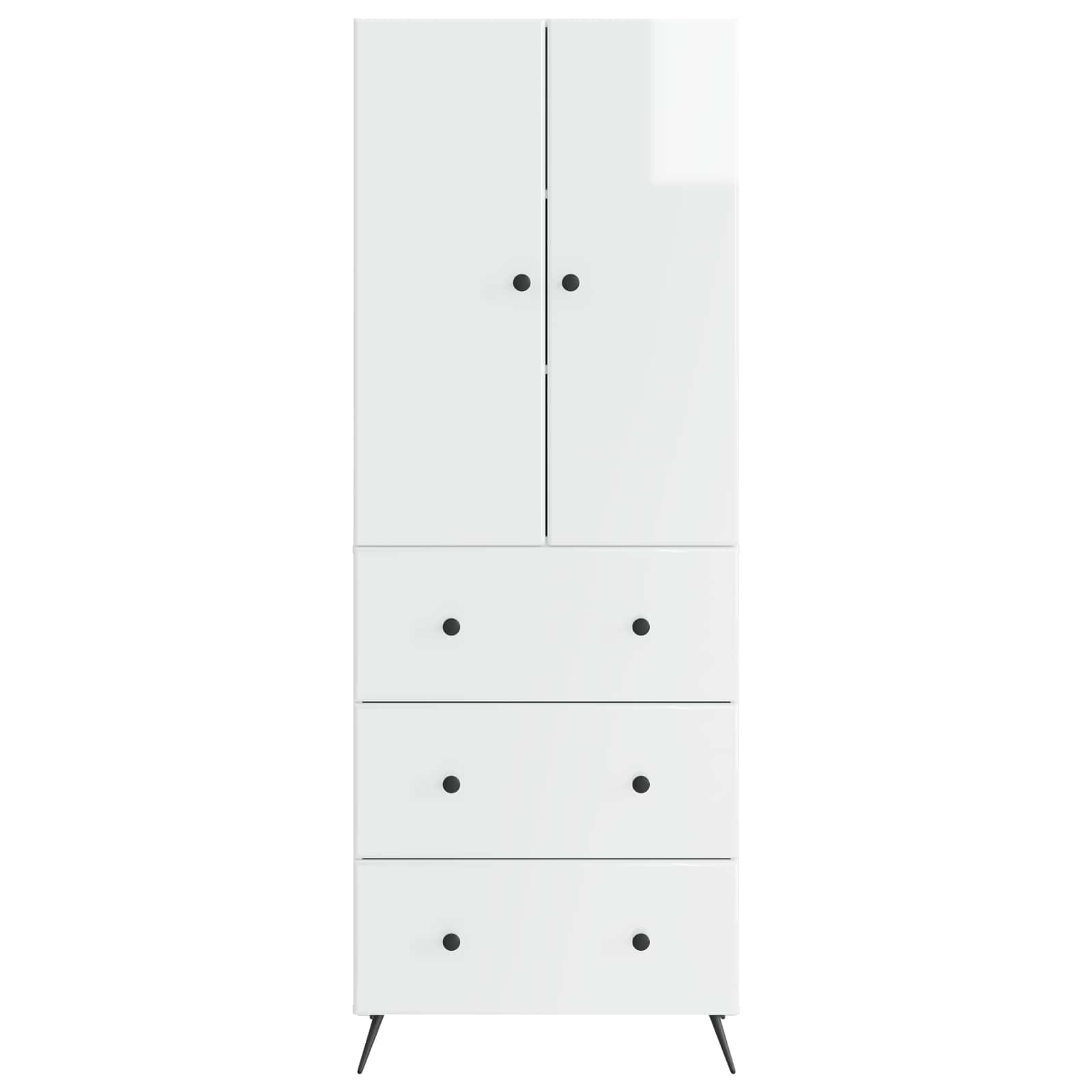 Spintelė 2 pcs Itin blizgi balta 66 x 34,5 x 90 cm