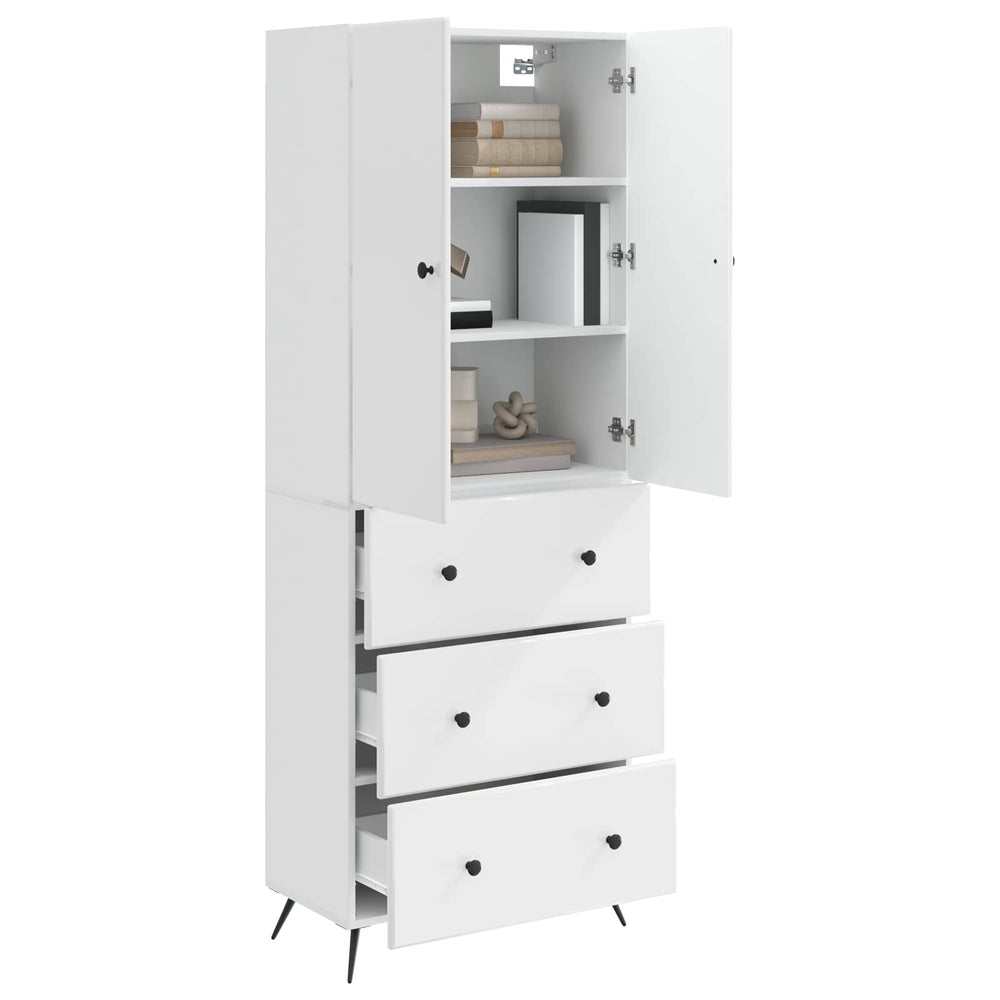 Spintelė 2 pcs Itin blizgi balta 66 x 34,5 x 90 cm