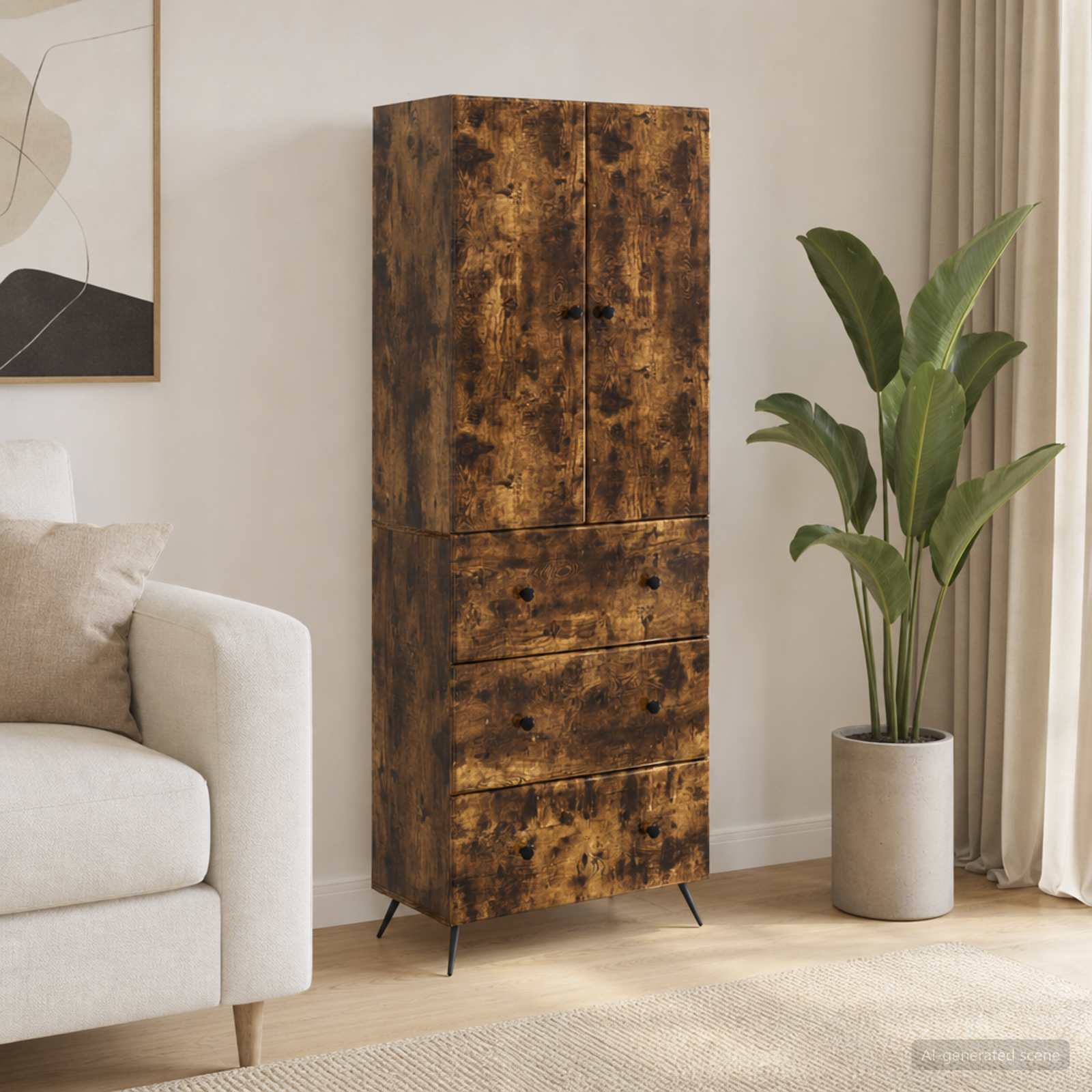 Spintelė 2 pcs Dūminio ąžuolo 66 x 34,5 x 90 cm