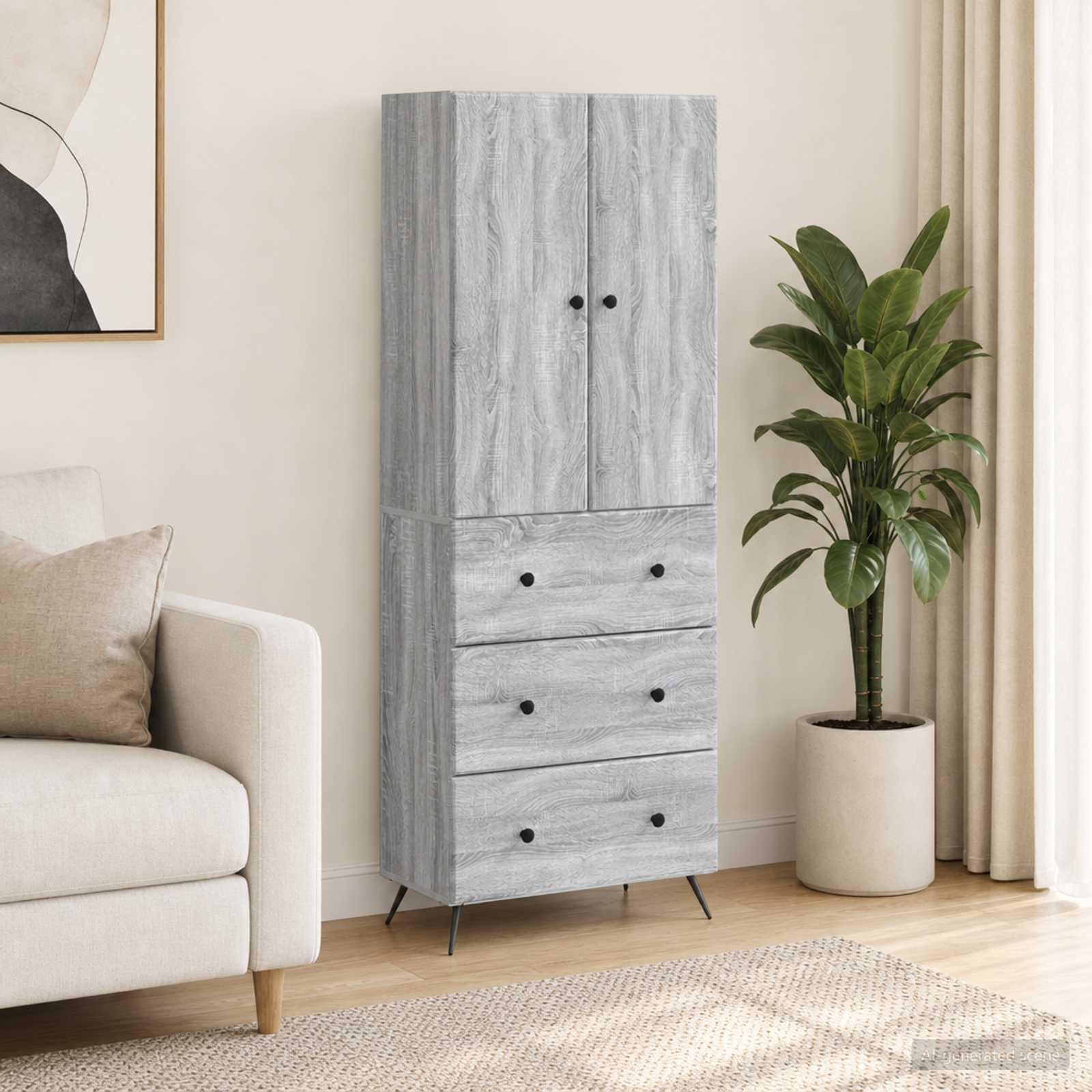 Spintelė 2 pcs Pilka Sonoma 66 x 34,5 x 90 cm Apdirbta mediena