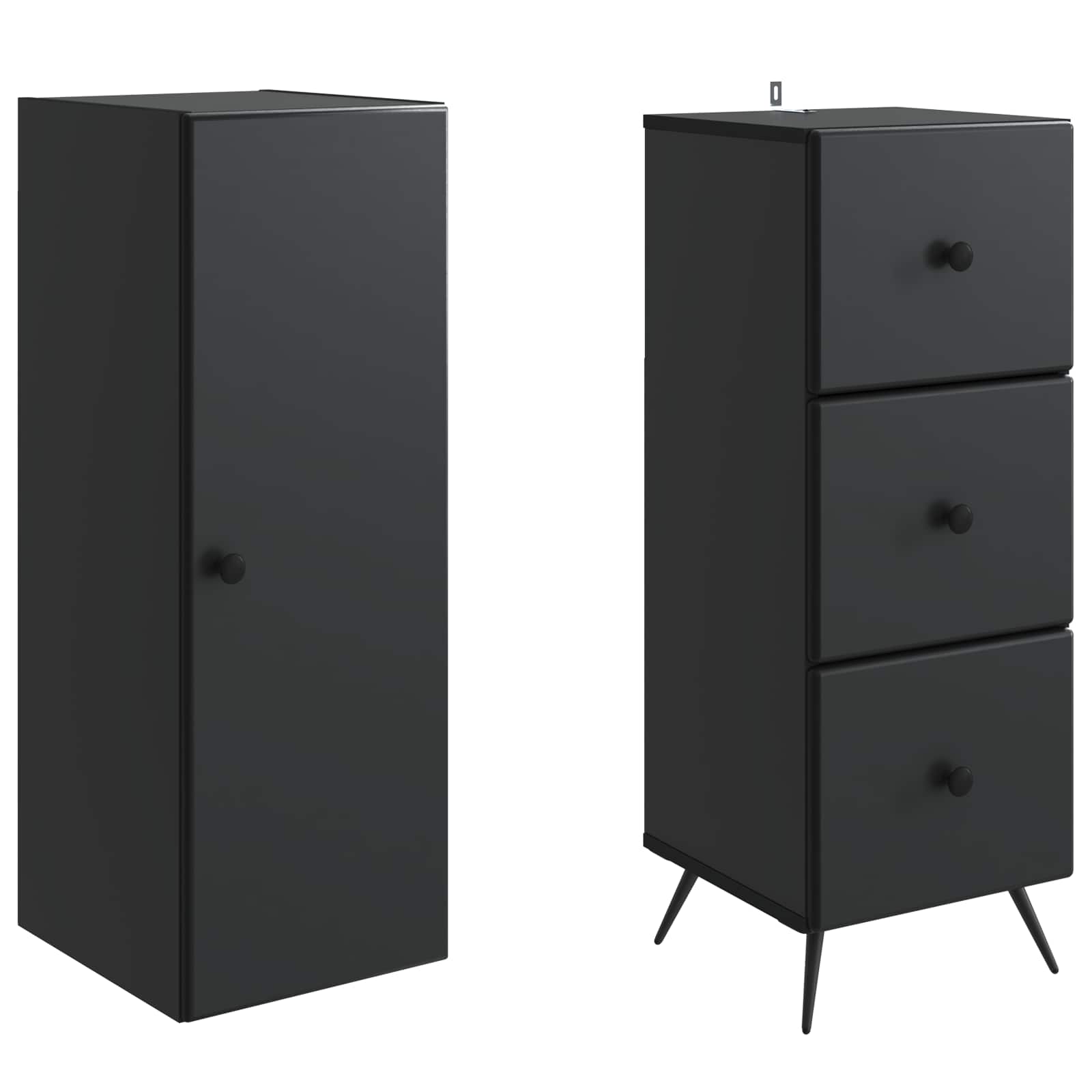 Spintelė 2 pcs Juoda 34,5 x 34,5 x 90 cm Apdirbta mediena