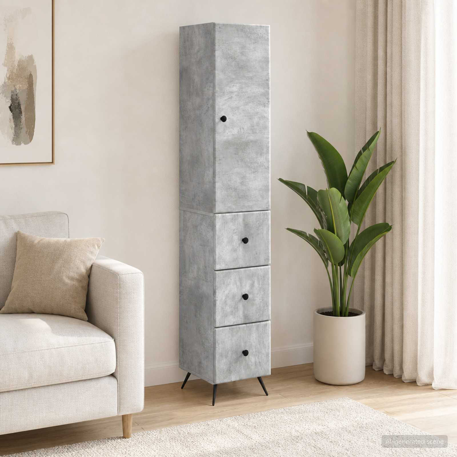 Spintelė 2 pcs Betono pilka 34,5 x 34,5 x 90 cm