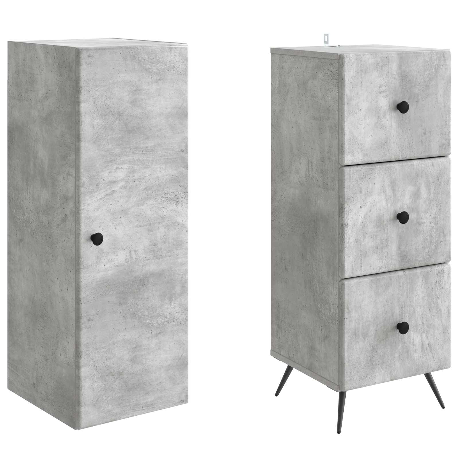 Spintelė 2 pcs Betono pilka 34,5 x 34,5 x 90 cm