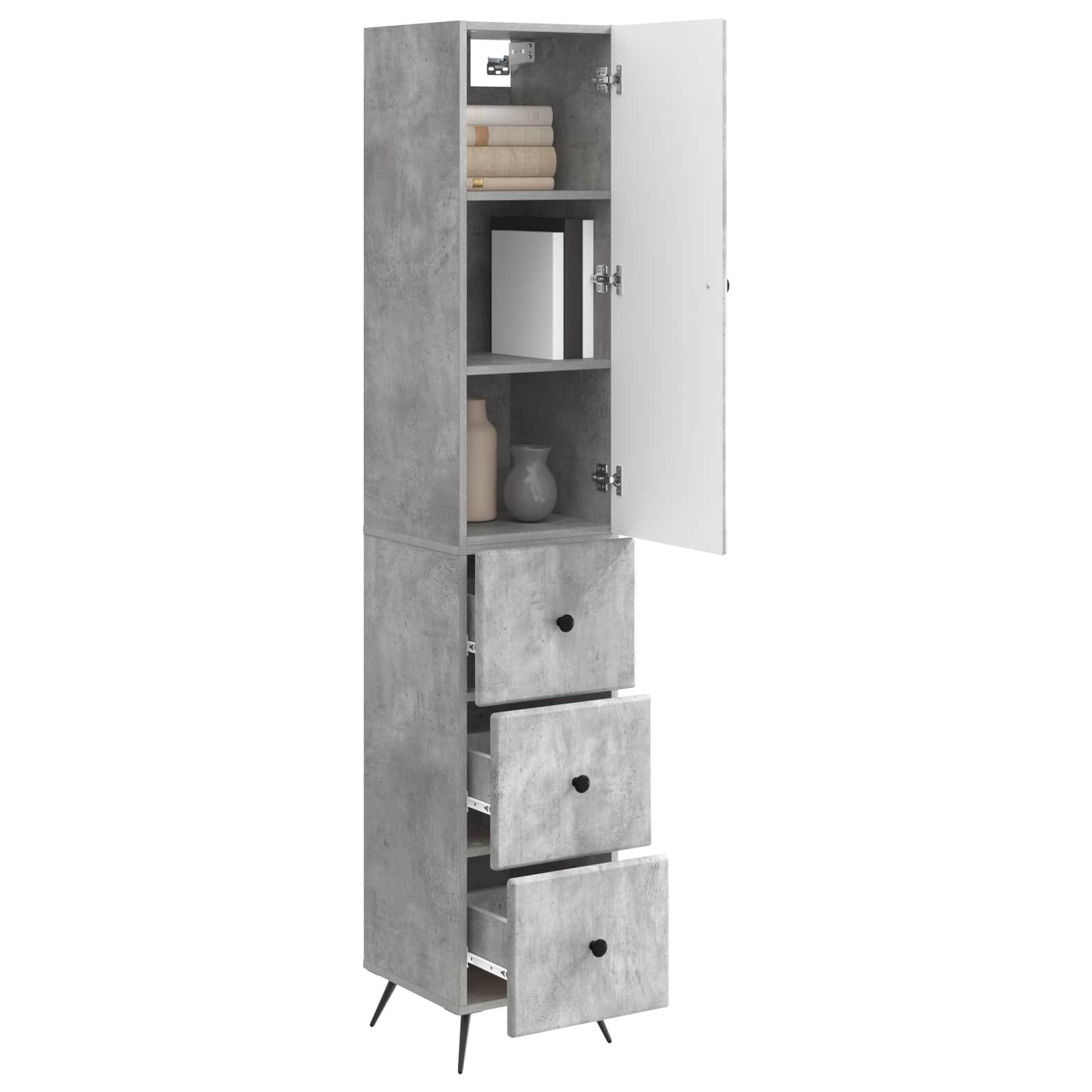 Spintelė 2 pcs Betono pilka 34,5 x 34,5 x 90 cm