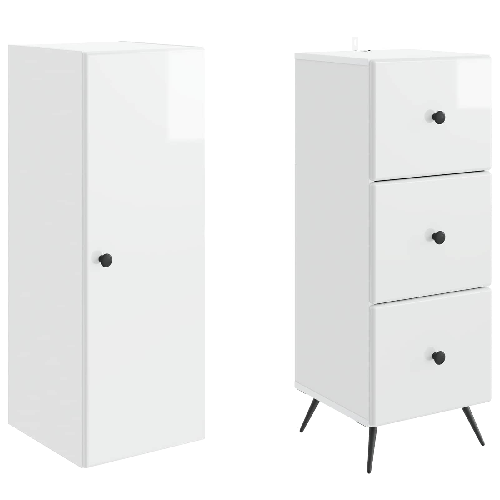 Spintelė 2 pcs Itin blizgi balta 34,5 x 34,5 x 90 cm