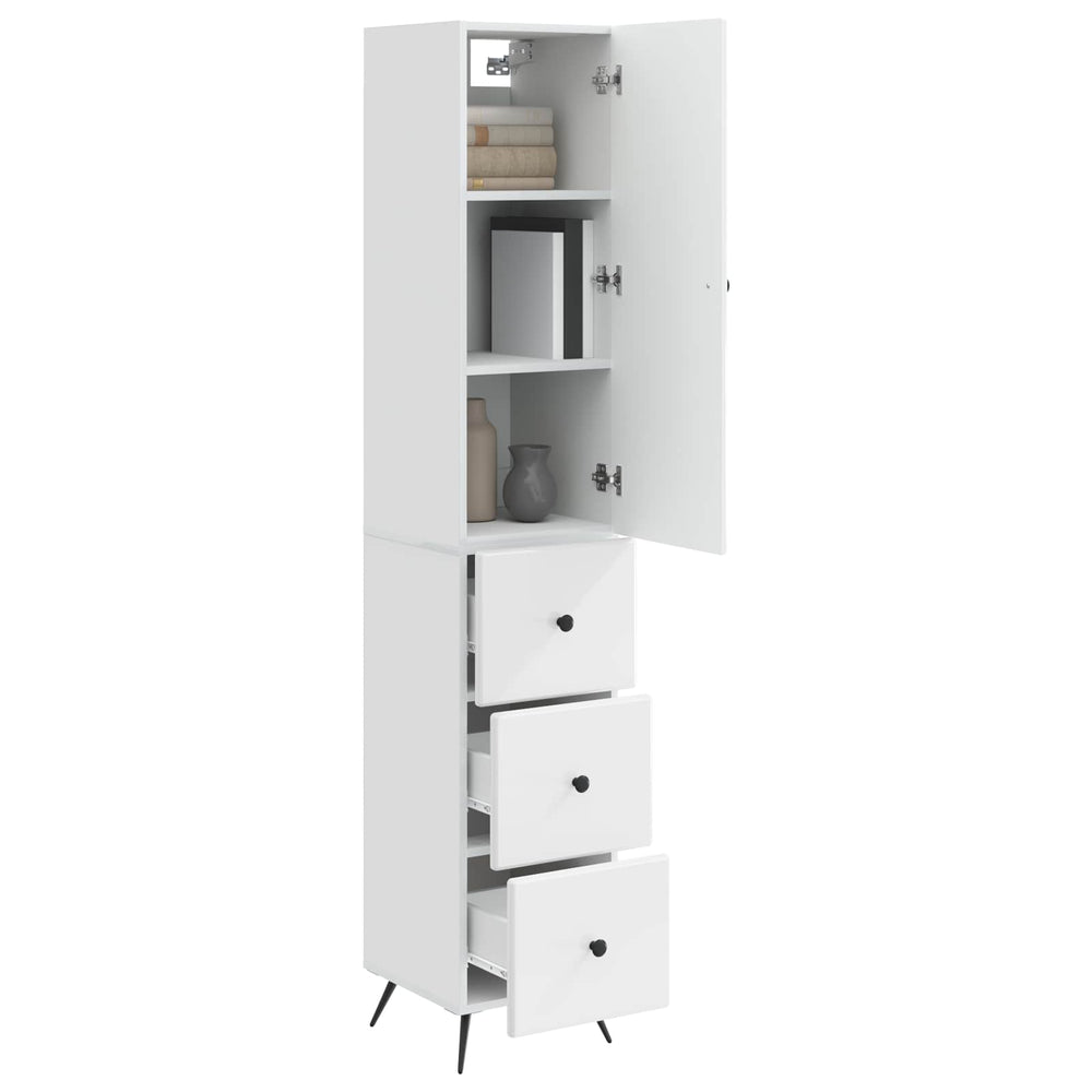 Spintelė 2 pcs Itin blizgi balta 34,5 x 34,5 x 90 cm