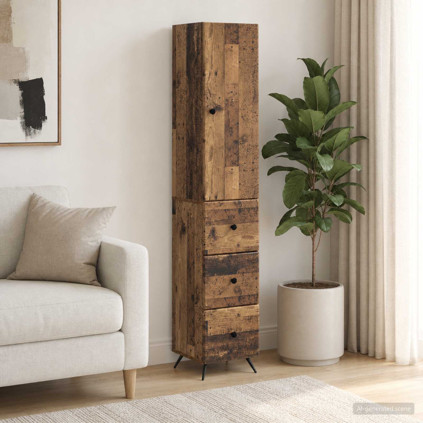 Spintelė 2 pcs Sendintos medienos 34,5 x 34,5 x 90 cm