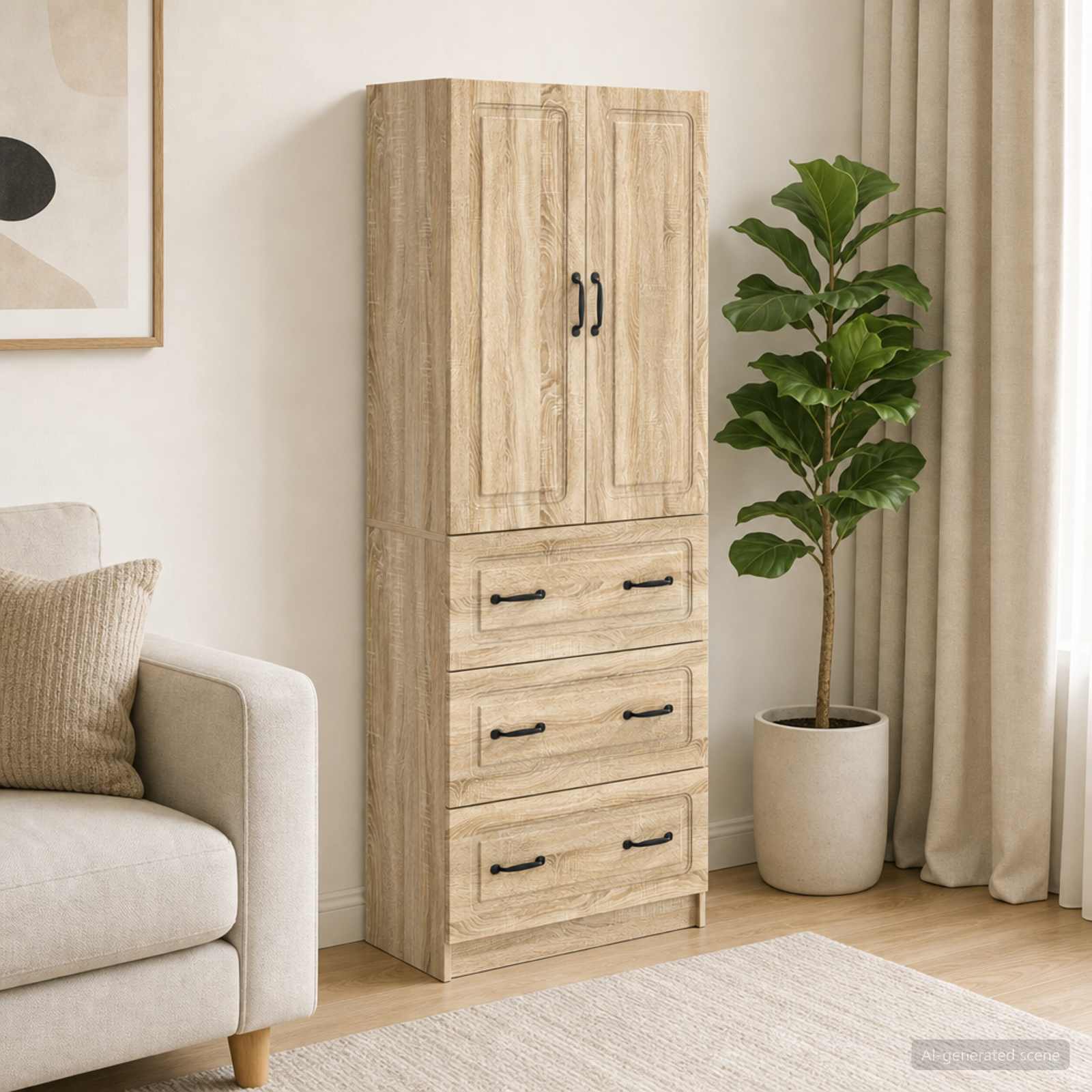 Spintelė 2 pcs Sonoma ąžuolas 66 x 34,5 x 87 cm