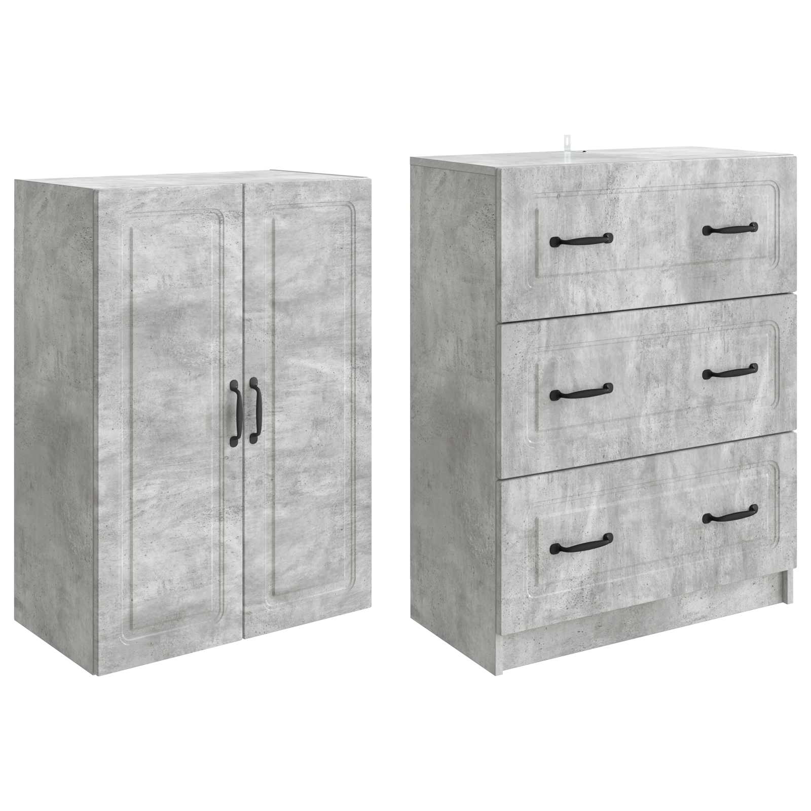 Spintelė 2 pcs Betono pilka 66 x 34,5 x 87 cm Apdirbta mediena