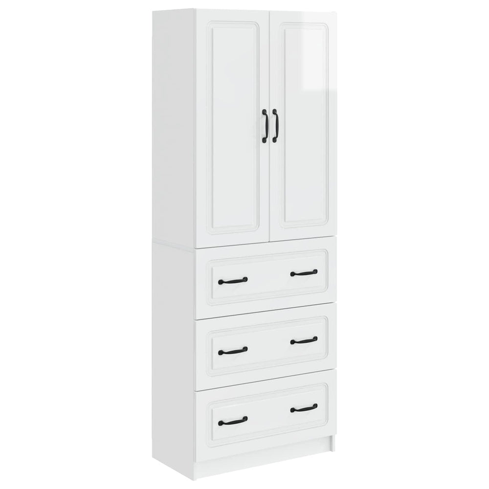Spintelė 2 pcs Itin blizgi balta 66 x 34,5 x 87 cm