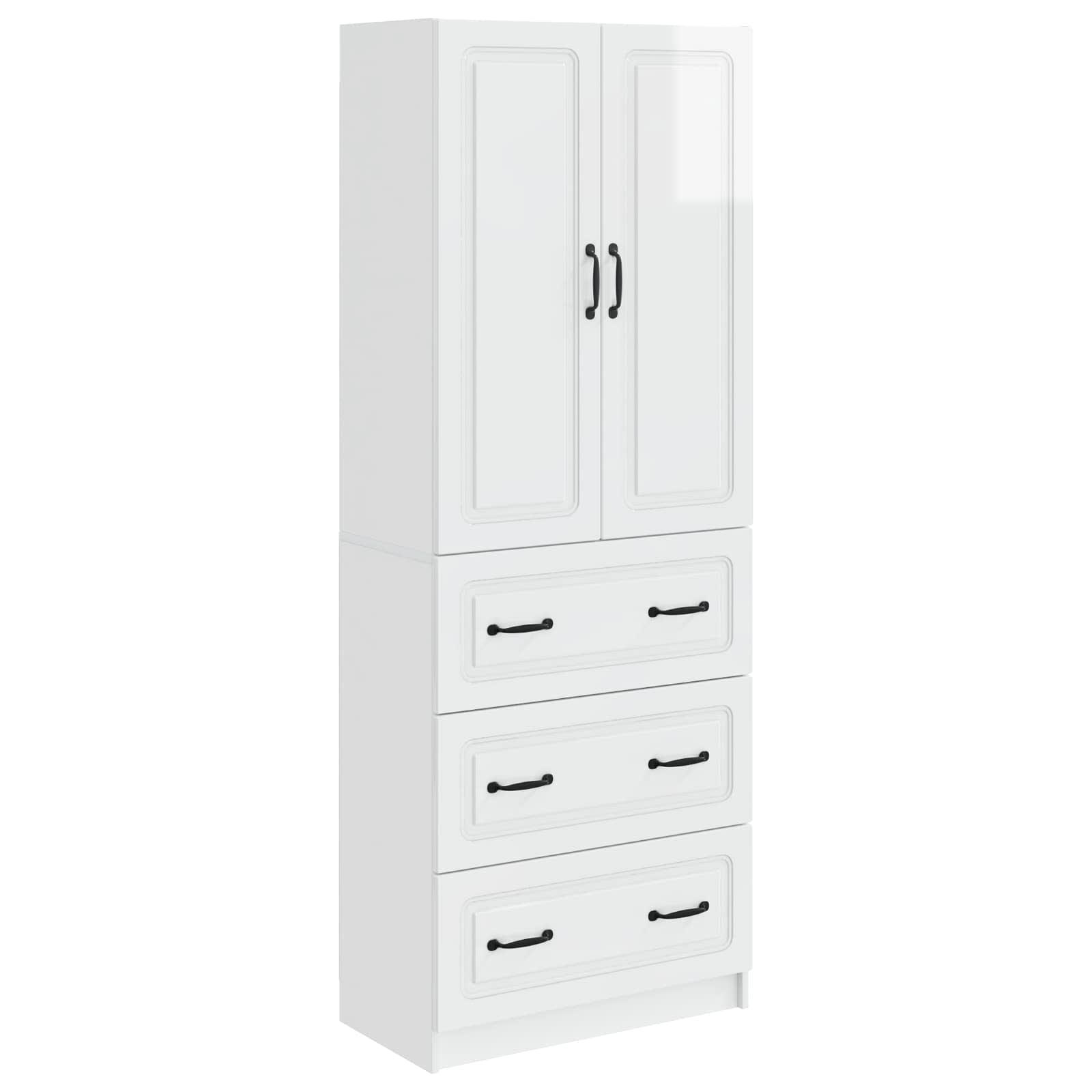 Spintelė 2 pcs Itin blizgi balta 66 x 34,5 x 87 cm