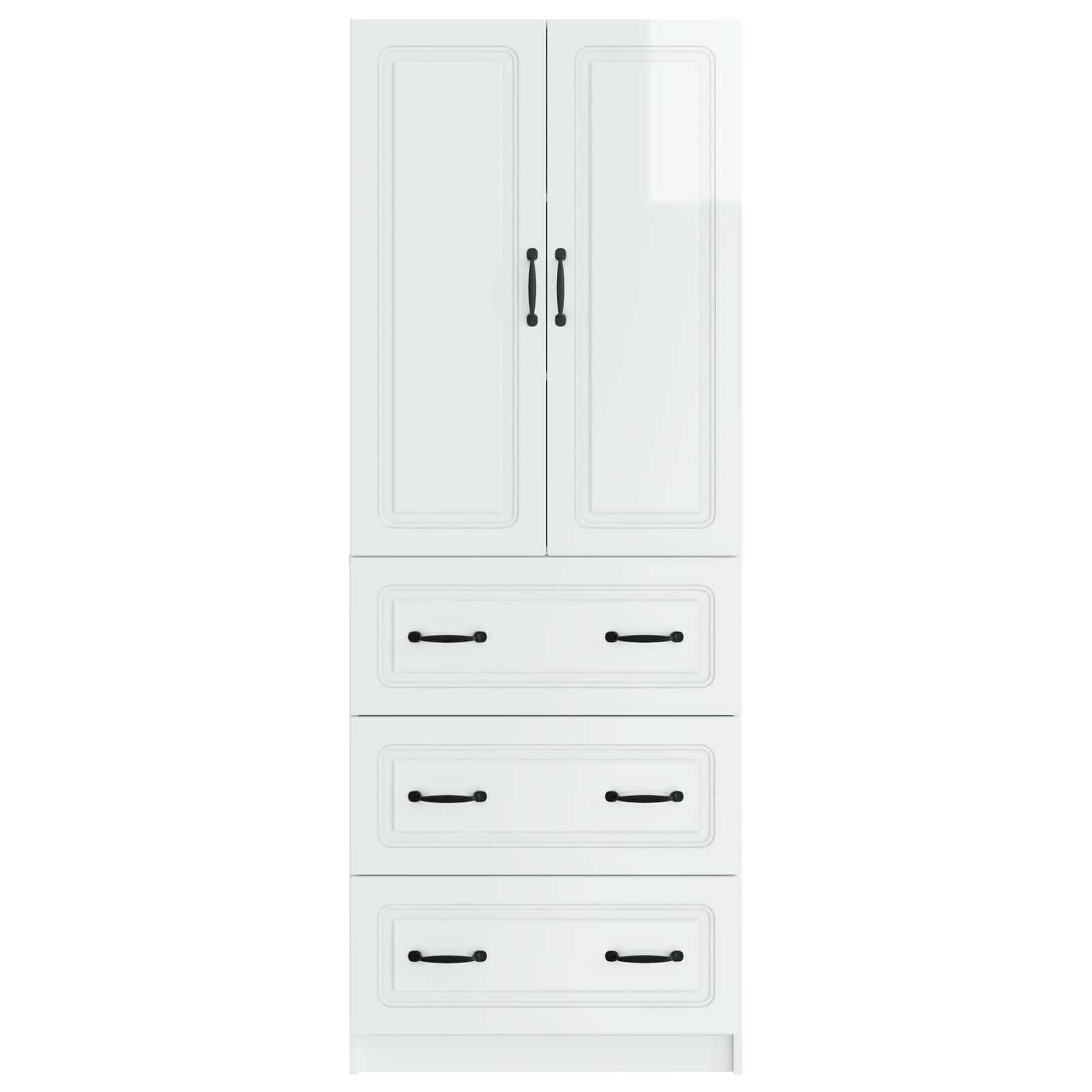 Spintelė 2 pcs Itin blizgi balta 66 x 34,5 x 87 cm