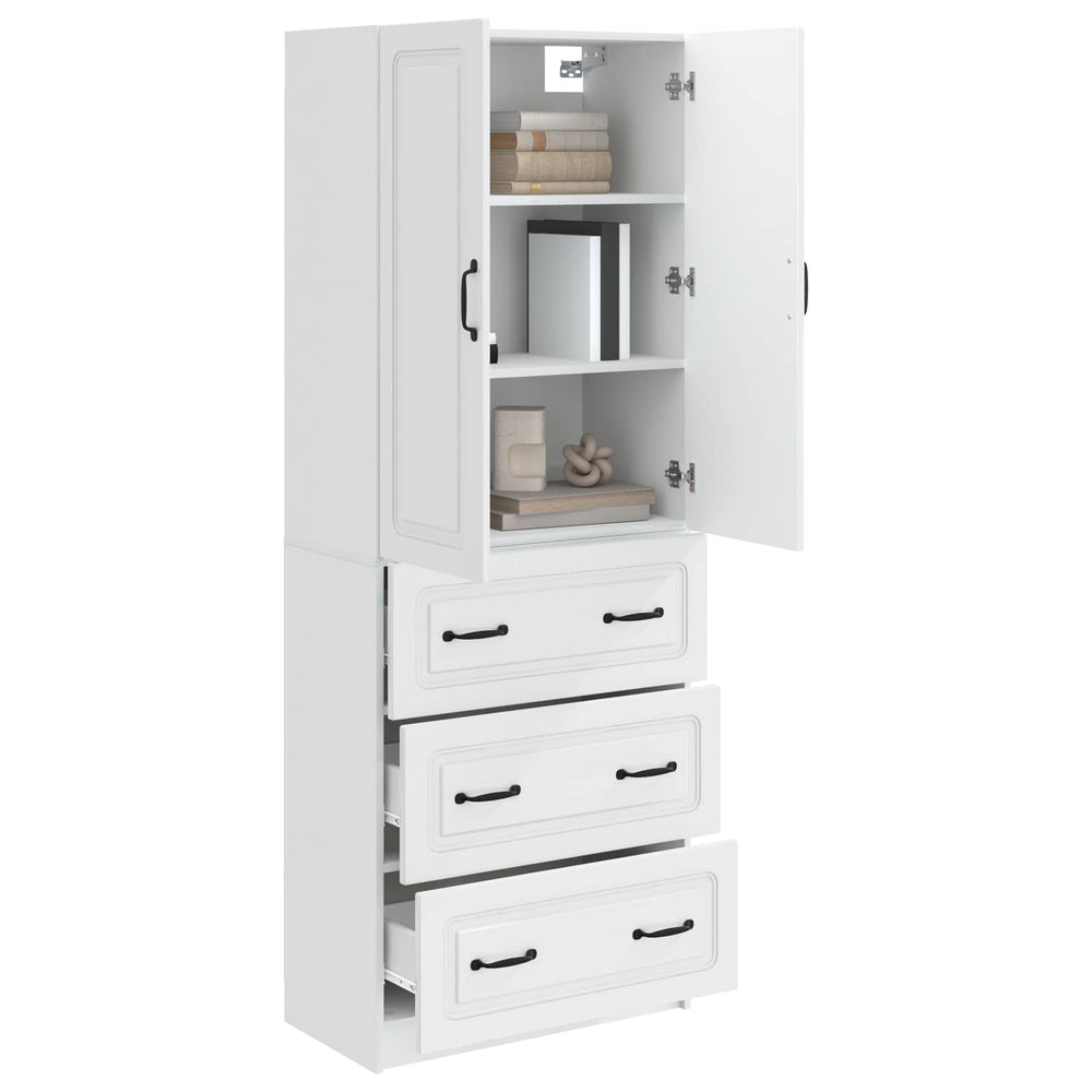Spintelė 2 pcs Itin blizgi balta 66 x 34,5 x 87 cm