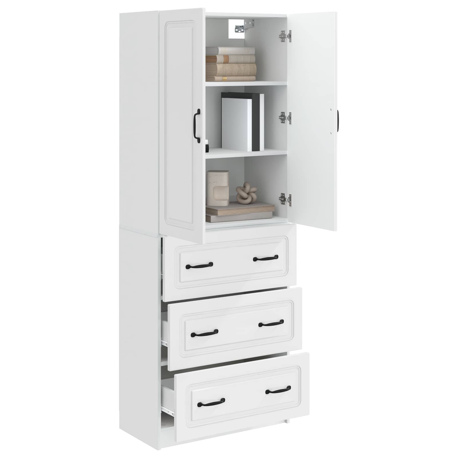 Spintelė 2 pcs Itin blizgi balta 66 x 34,5 x 87 cm