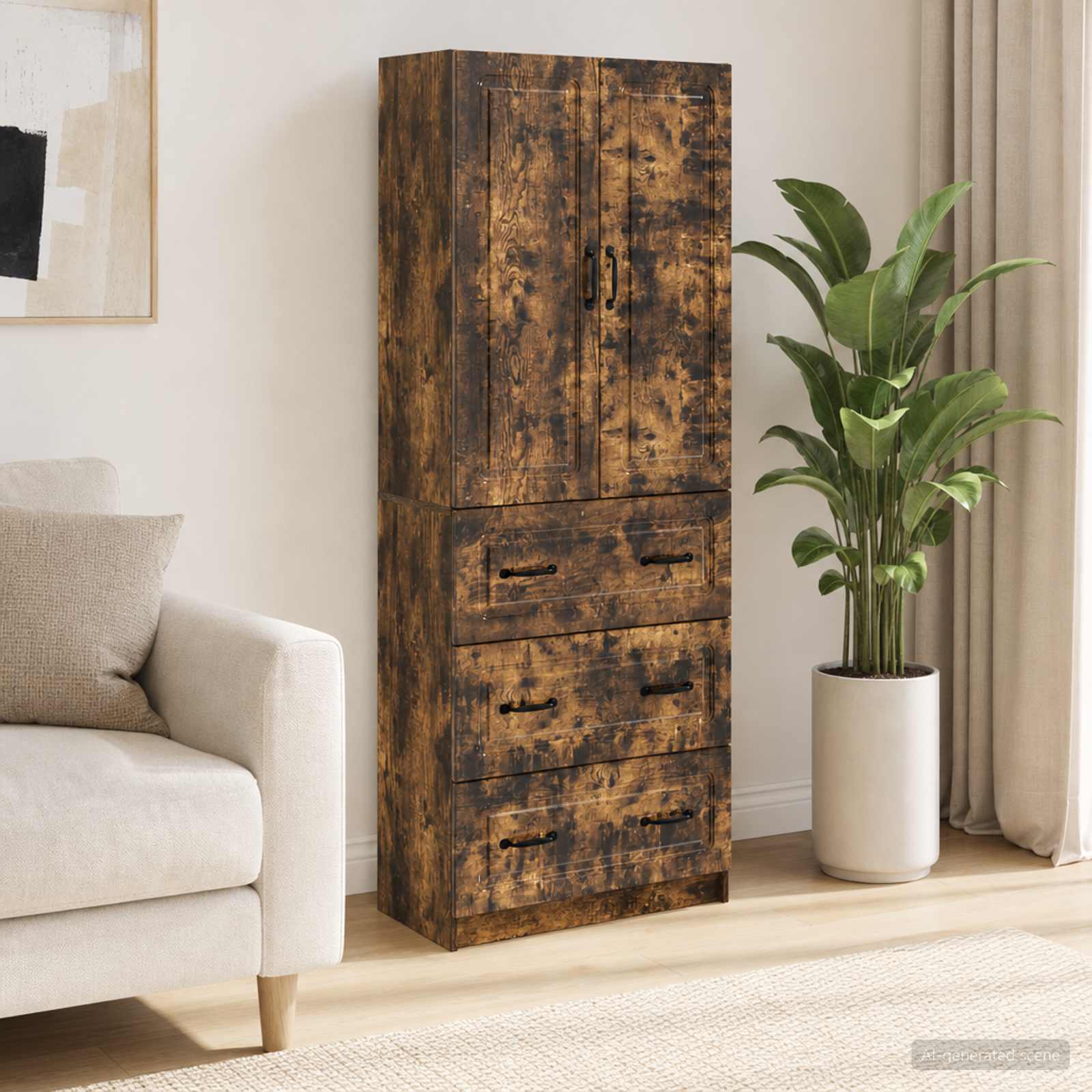 Spintelė 2 pcs Dūminio ąžuolo 66 x 34,5 x 87 cm