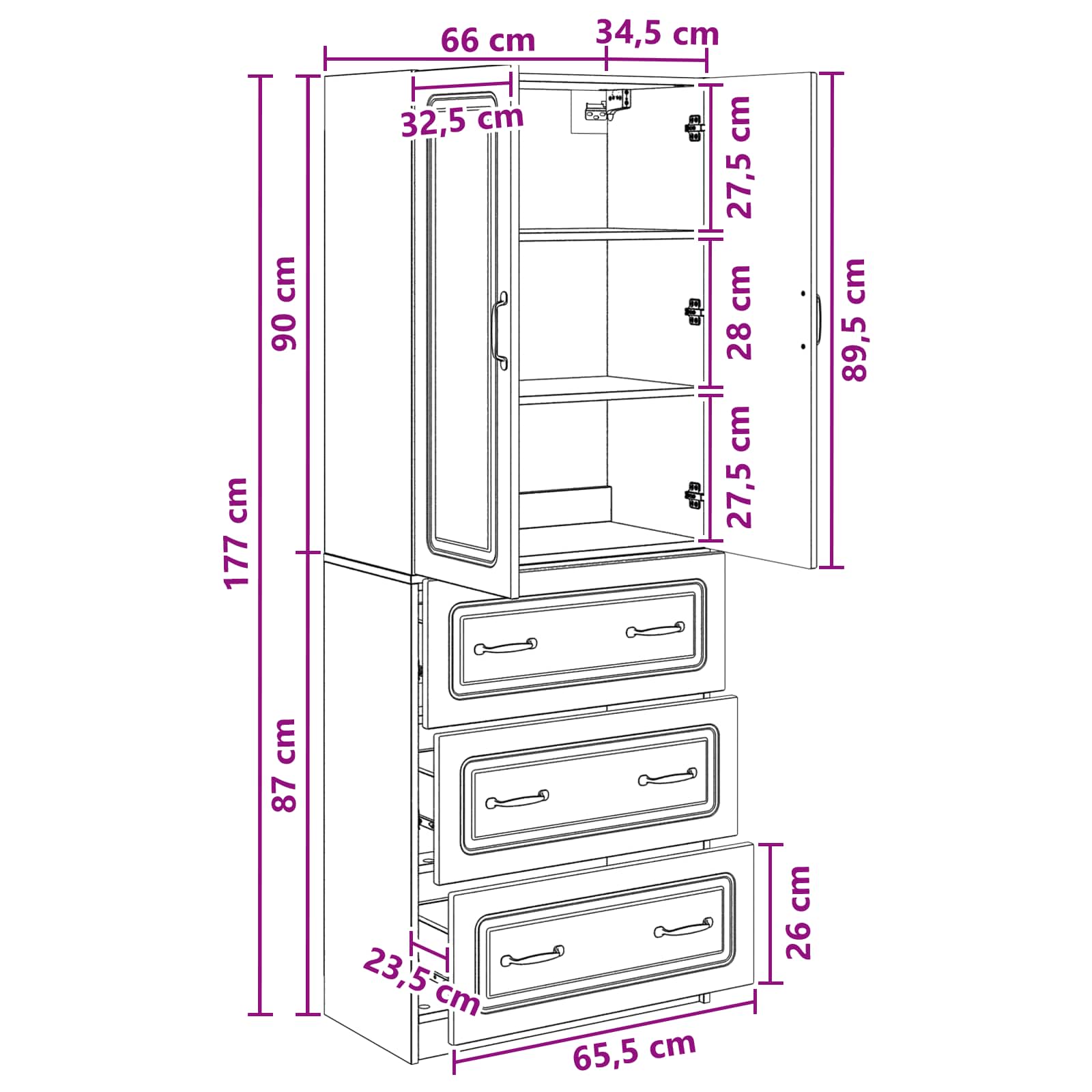 Spintelė 2 pcs Pilka Sonoma 66 x 34,5 x 87 cm Apdirbta mediena
