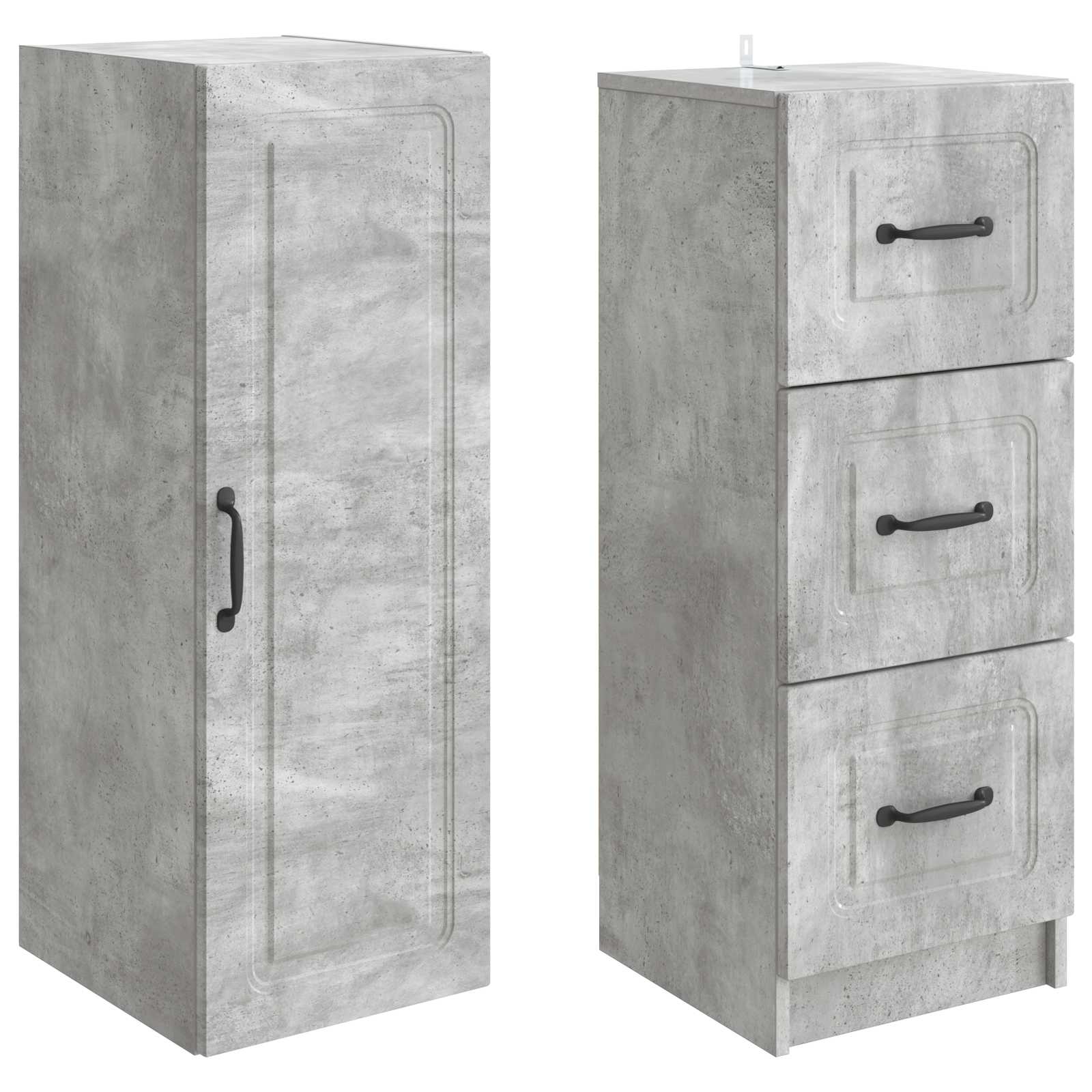 Spintelė 2 pcs Betono pilka 33 x 34,5 x 87 cm Apdirbta mediena