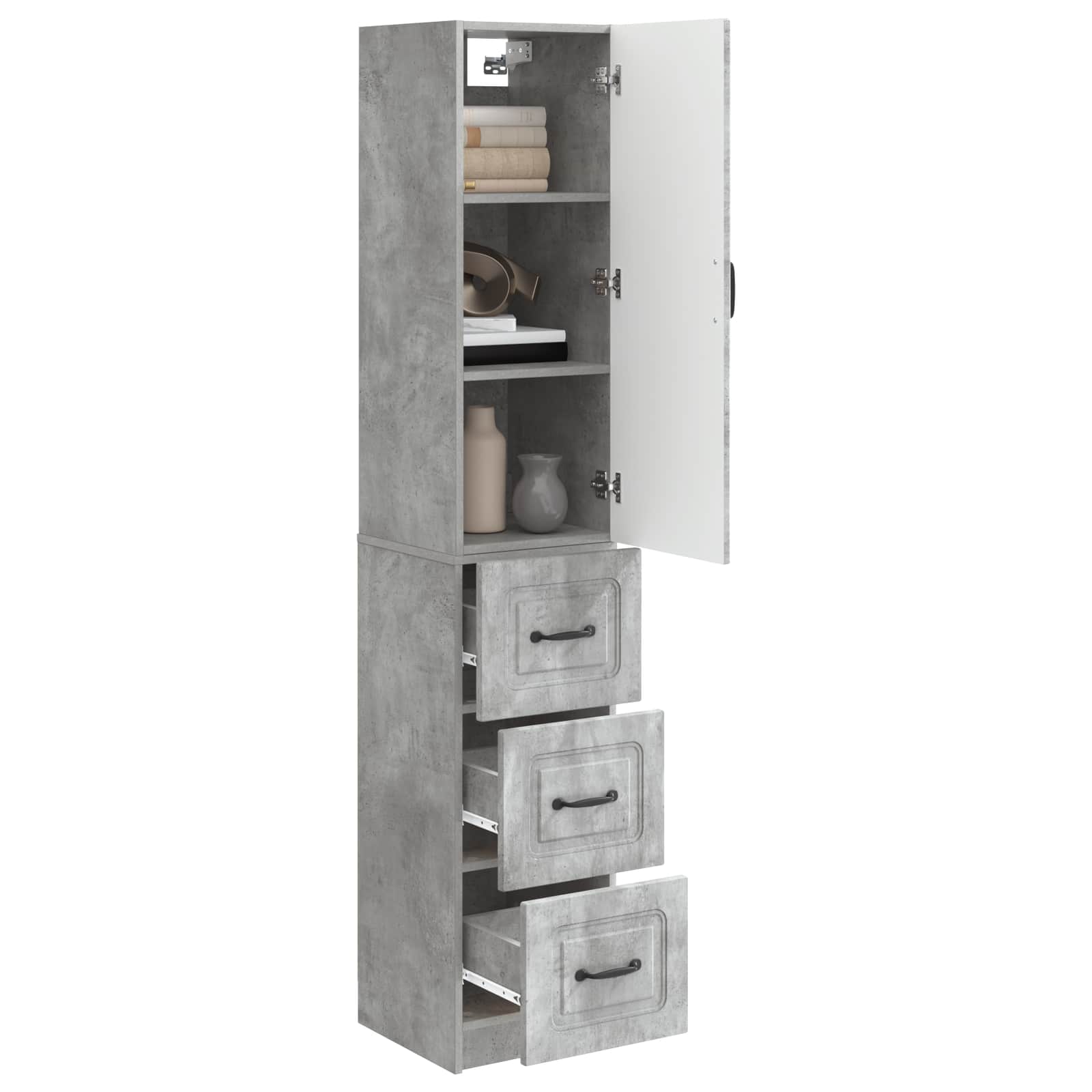 Spintelė 2 pcs Betono pilka 33 x 34,5 x 87 cm Apdirbta mediena