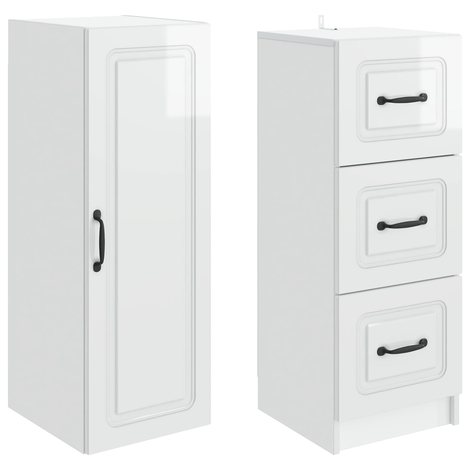 Spintelė 2 pcs Itin blizgi balta 33 x 34,5 x 87 cm