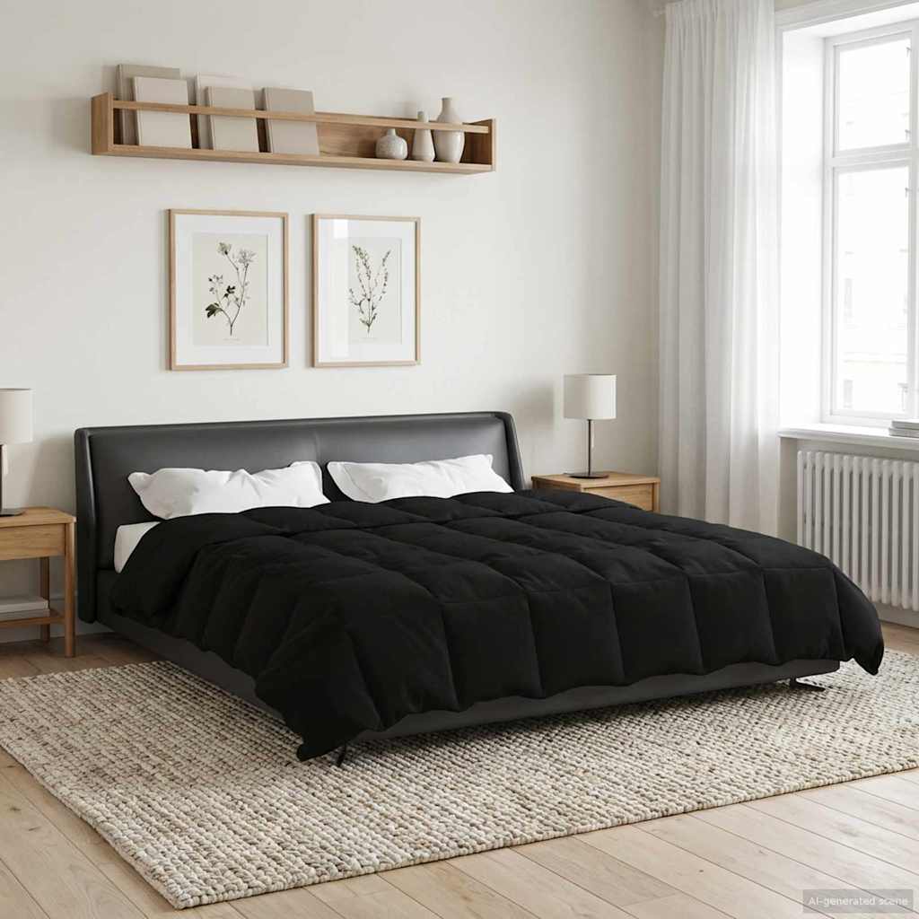 Pilna gada sega Tikštas Melna 200 x 200 cm Mikrošķiedra